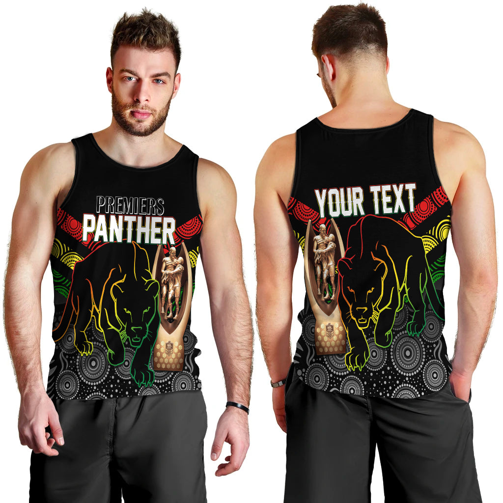 Personalised Panther Premiers NRL 2022 Men Tank Top Aboriginal Dot Art - Vibe Hoodie Shop