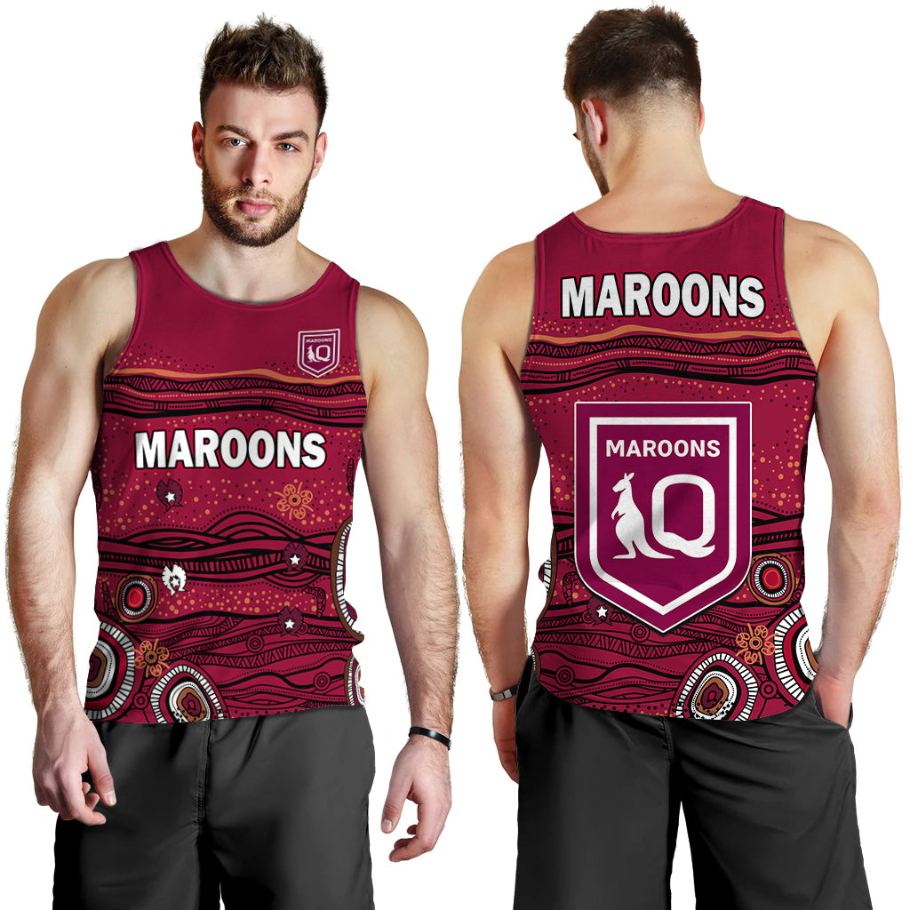 QLD Maroons Rugby Men Tank Top Indigenous - Vibe Hoodie Shop