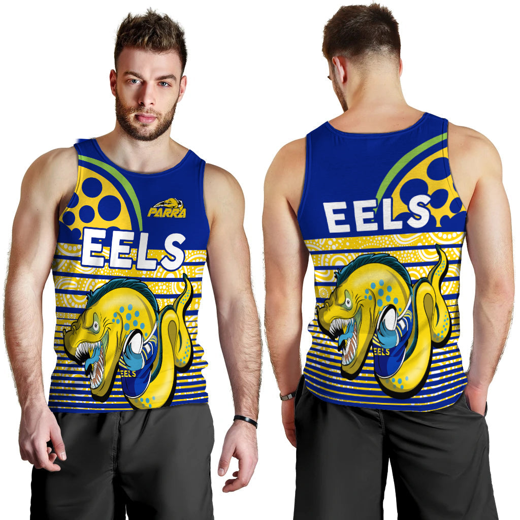 Eels Rugby Parra Aboriginal Blue And Gold Men Tank Top - - Vibe Hoodie Shop
