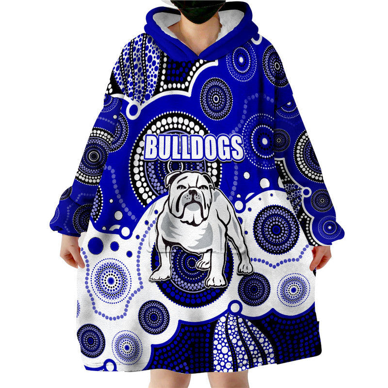 (Custom Personalised And Number) Canterbury Bulldogs Rugby Wearable Blanket Hoodie Aboriginal - Vibe Hoodie Shop