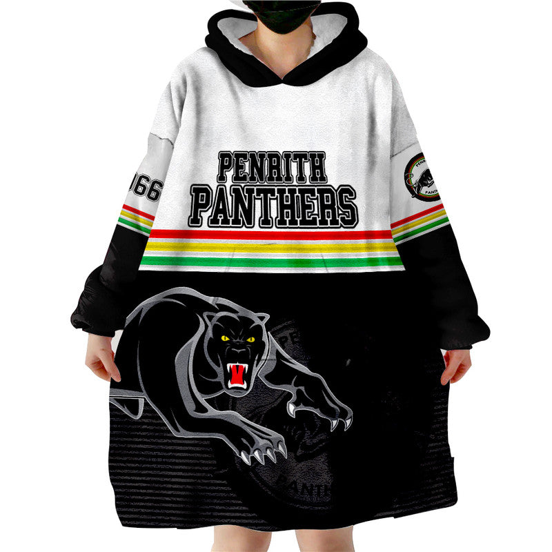 Penrith Panthers Retro 1966 Wearable Blanket Hoodie White - Vibe Hoodie Shop