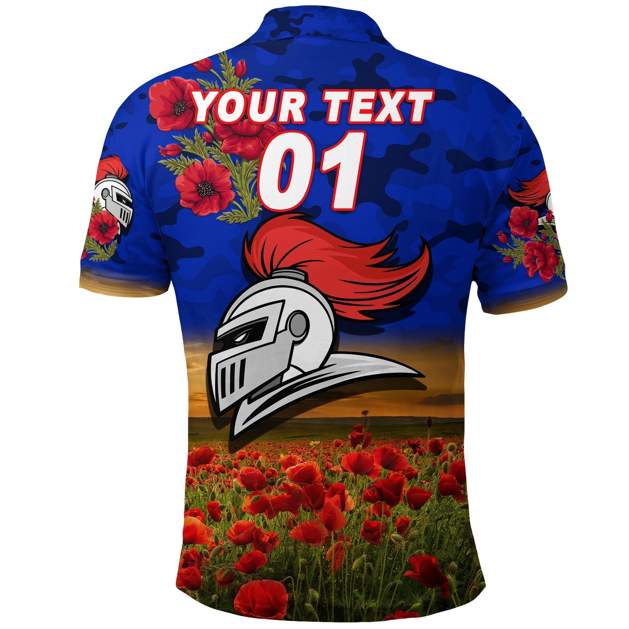 (Custom Personalised) Newcastle Knights ANZAC 2022 Polo Shirt Poppy Flowers Vibes - Vibe Hoodie Shop