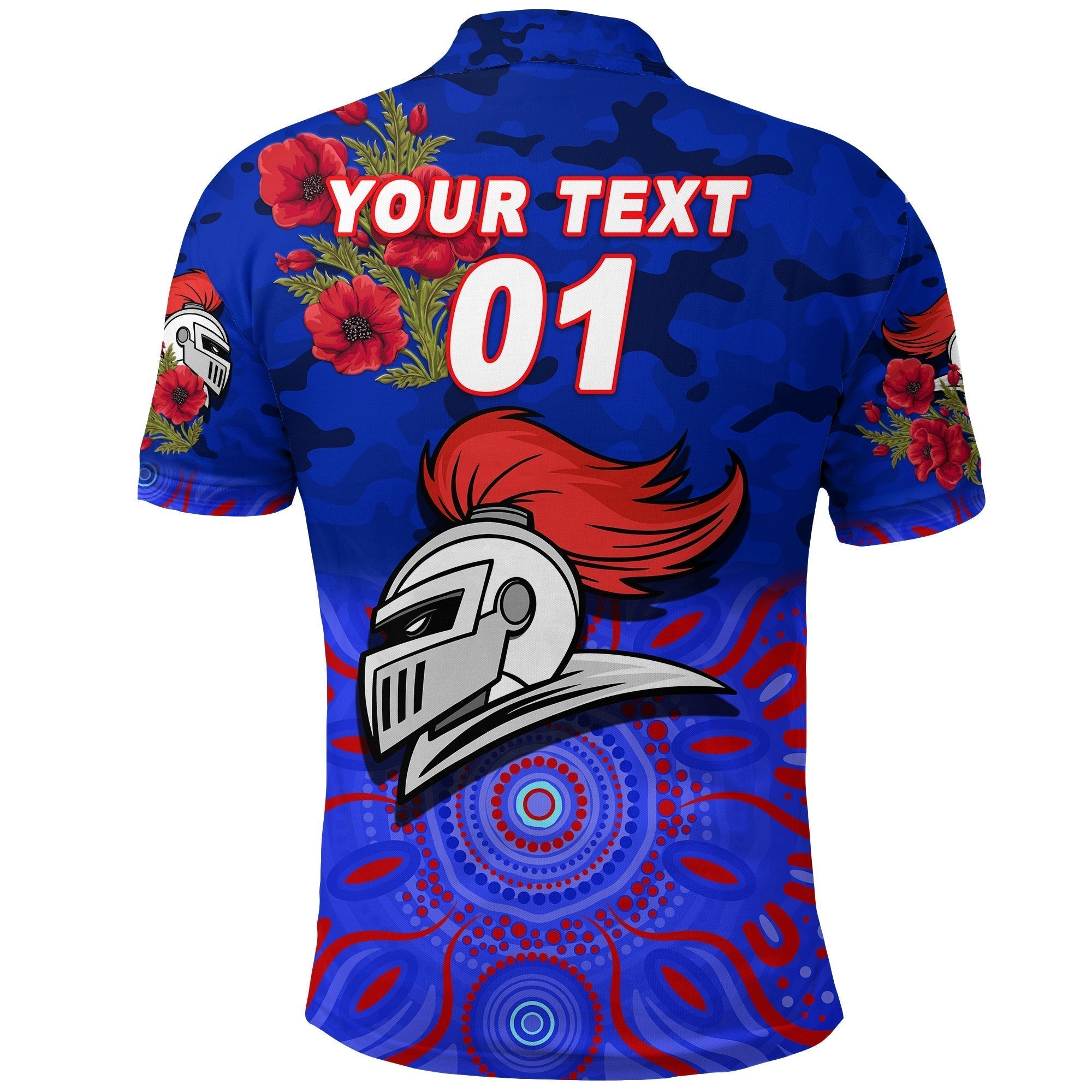 (Custom Personalised) Newcastle Knights ANZAC 2022 Polo Shirt Indigenous Vibes - Vibe Hoodie Shop