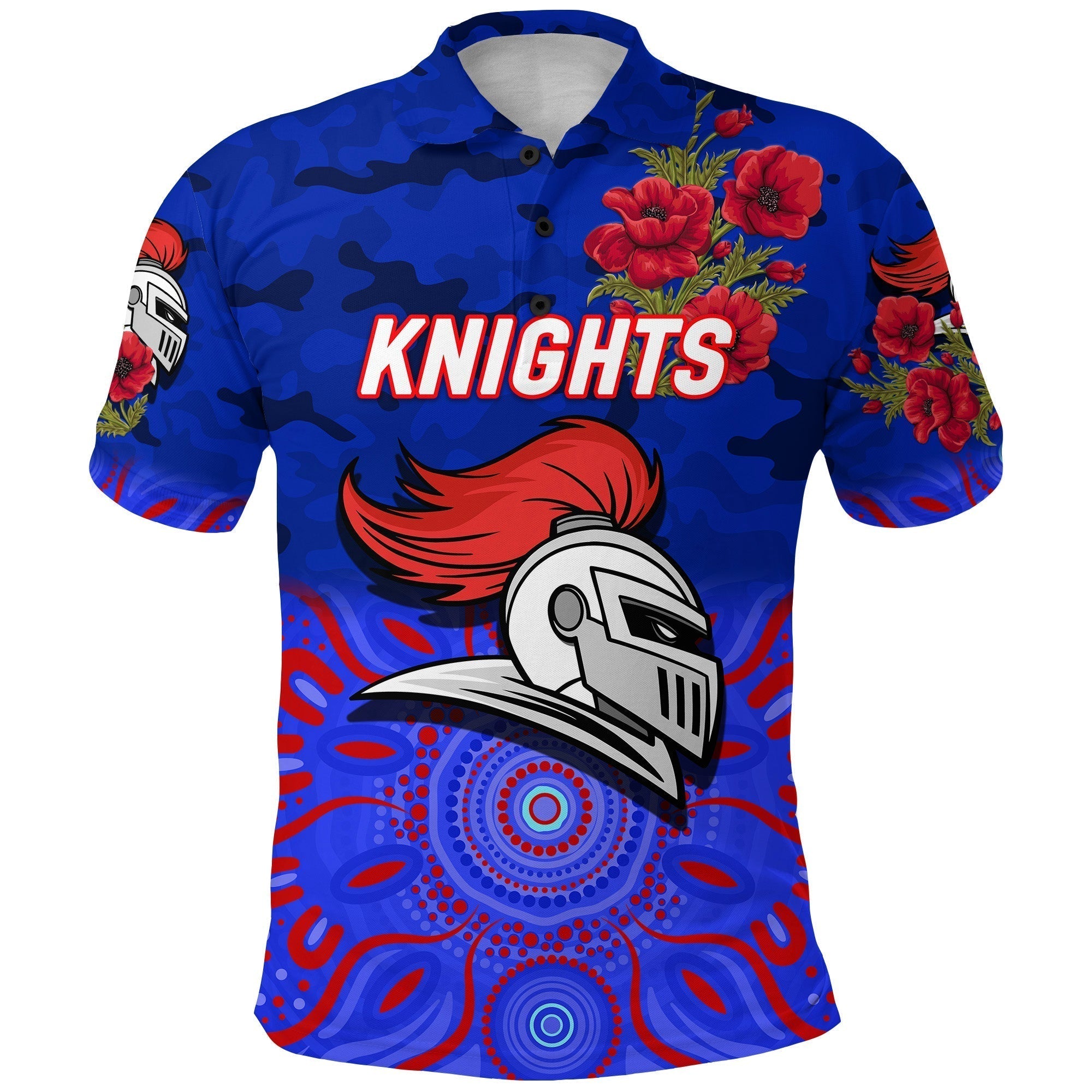 (Custom Personalised) Newcastle Knights ANZAC 2022 Polo Shirt Indigenous Vibes - Vibe Hoodie Shop