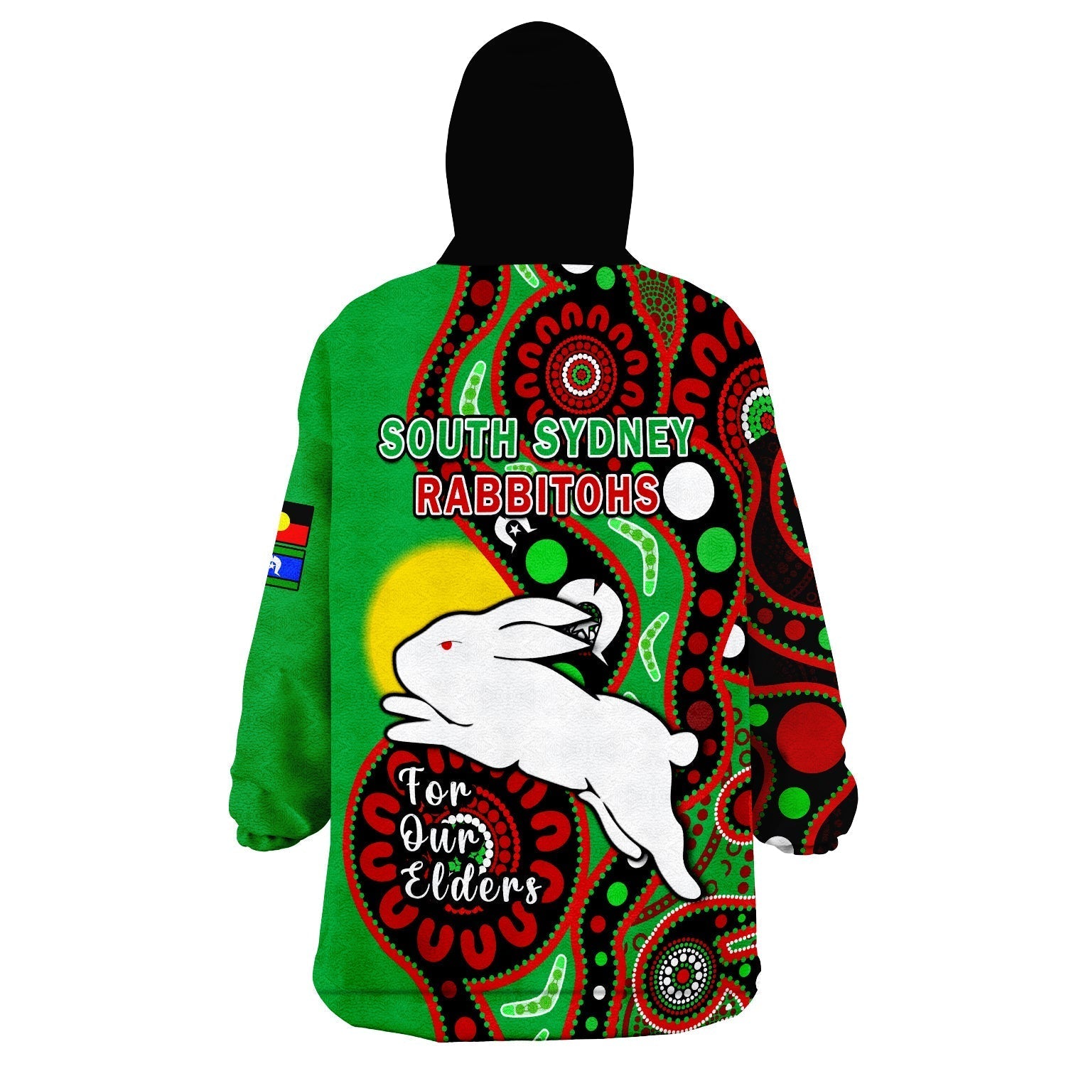 Rabbitohs Rugby NAIDOC 2023 Wearable Blanket Hoodie For Our Elders Aboriginal - Vibe Hoodie Shop