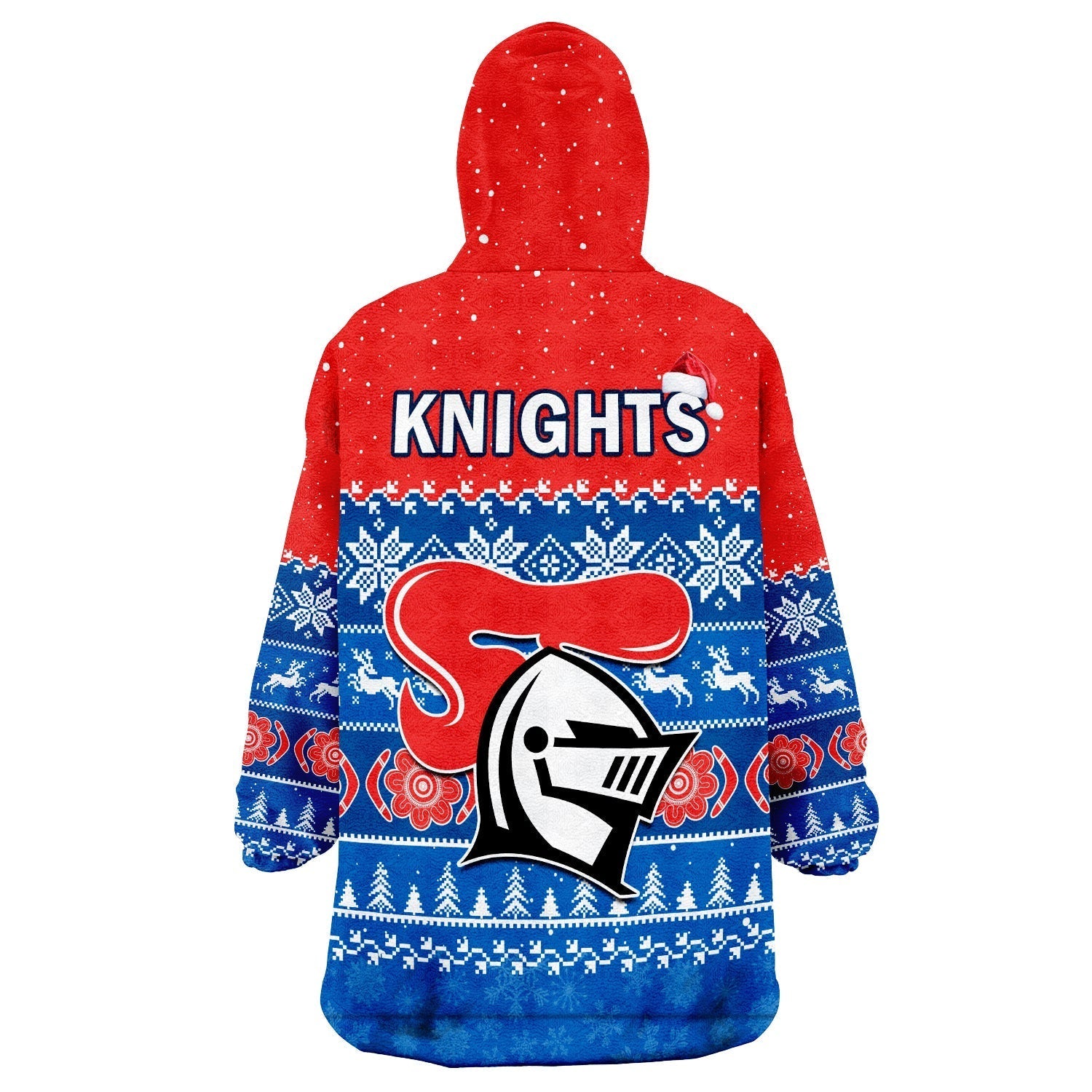 Knights Rugby Wearable Blanket Hoodie Indigenous Newcastle Merry Christmas - Vibe Hoodie Shop