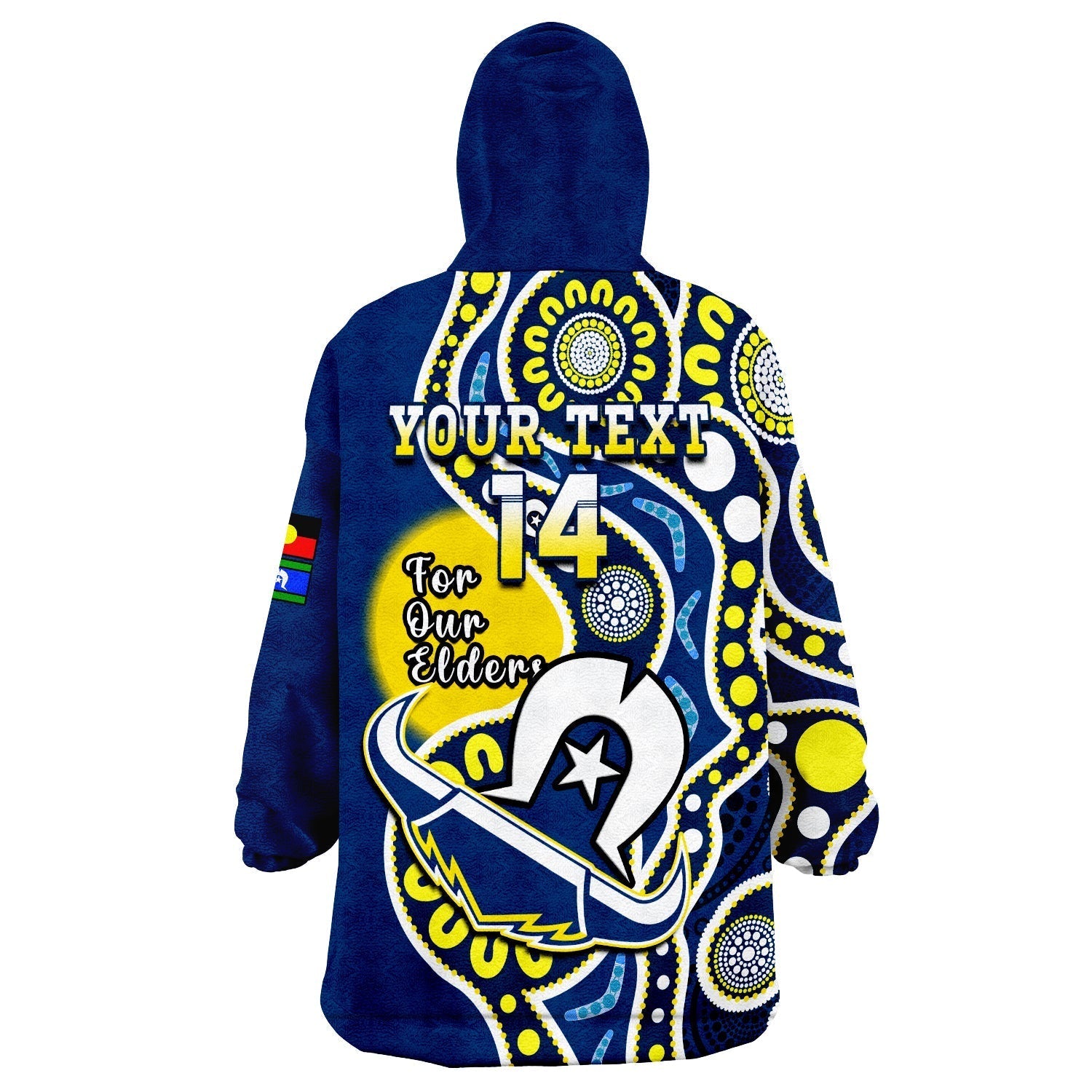 (Custom Text And Number) Cowboys Rugby NAIDOC 2023 Wearable Blanket Hoodie For Our Elders Aboriginal - Vibe Hoodie Shop