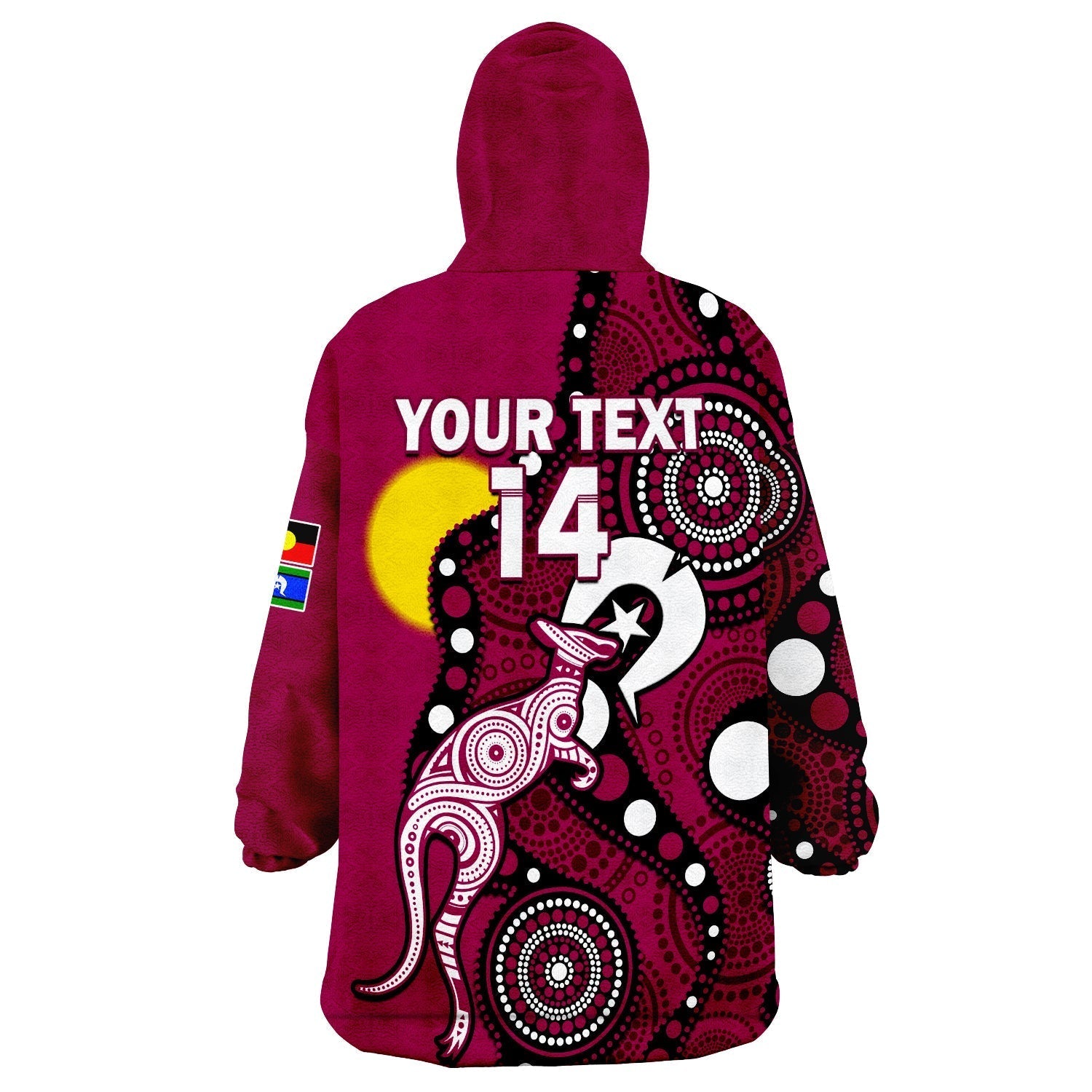 (Custom Text And Number) Maroons Rugby NAIDOC 2023 Wearable Blanket Hoodie QLD For Our Elders Indigenous Art - Vibe Hoodie Shop