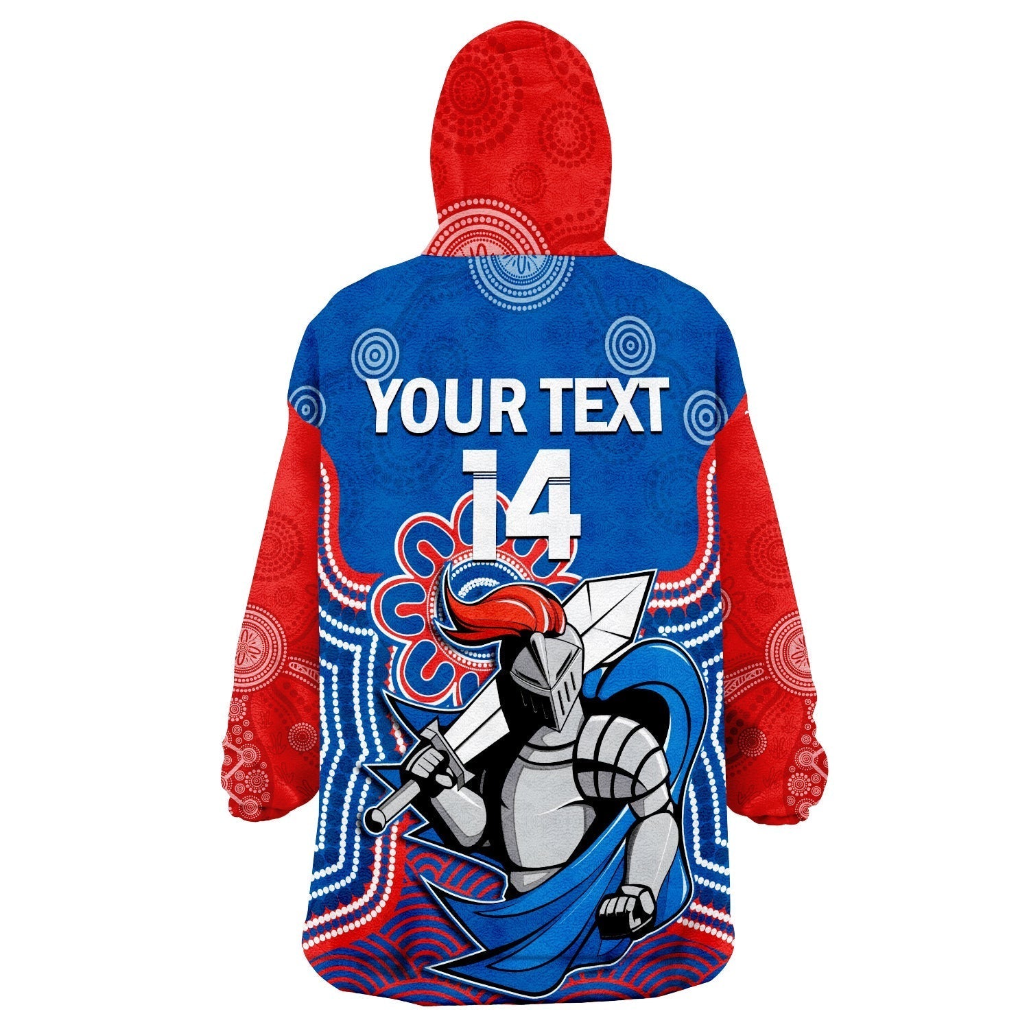 (Custom Text And Number) Knights Rugby Wearable Blanket Hoodie Novocastrians 1987 Aboriginal Art - Vibe Hoodie Shop