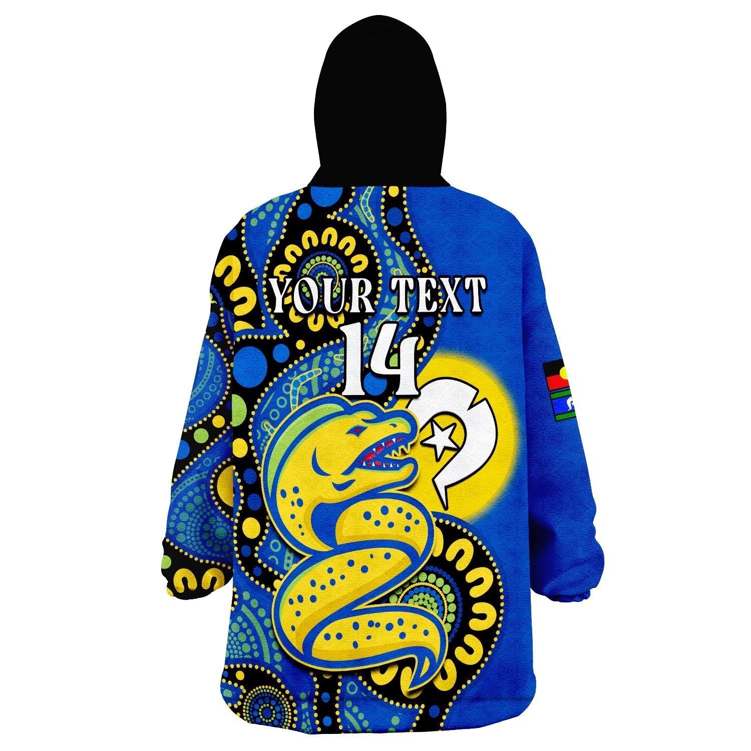 (Custom Text And Number) Eels Rugby NAIDOC 2023 Wearable Blanket Hoodie For Our Elders Aboriginal - Vibe Hoodie Shop