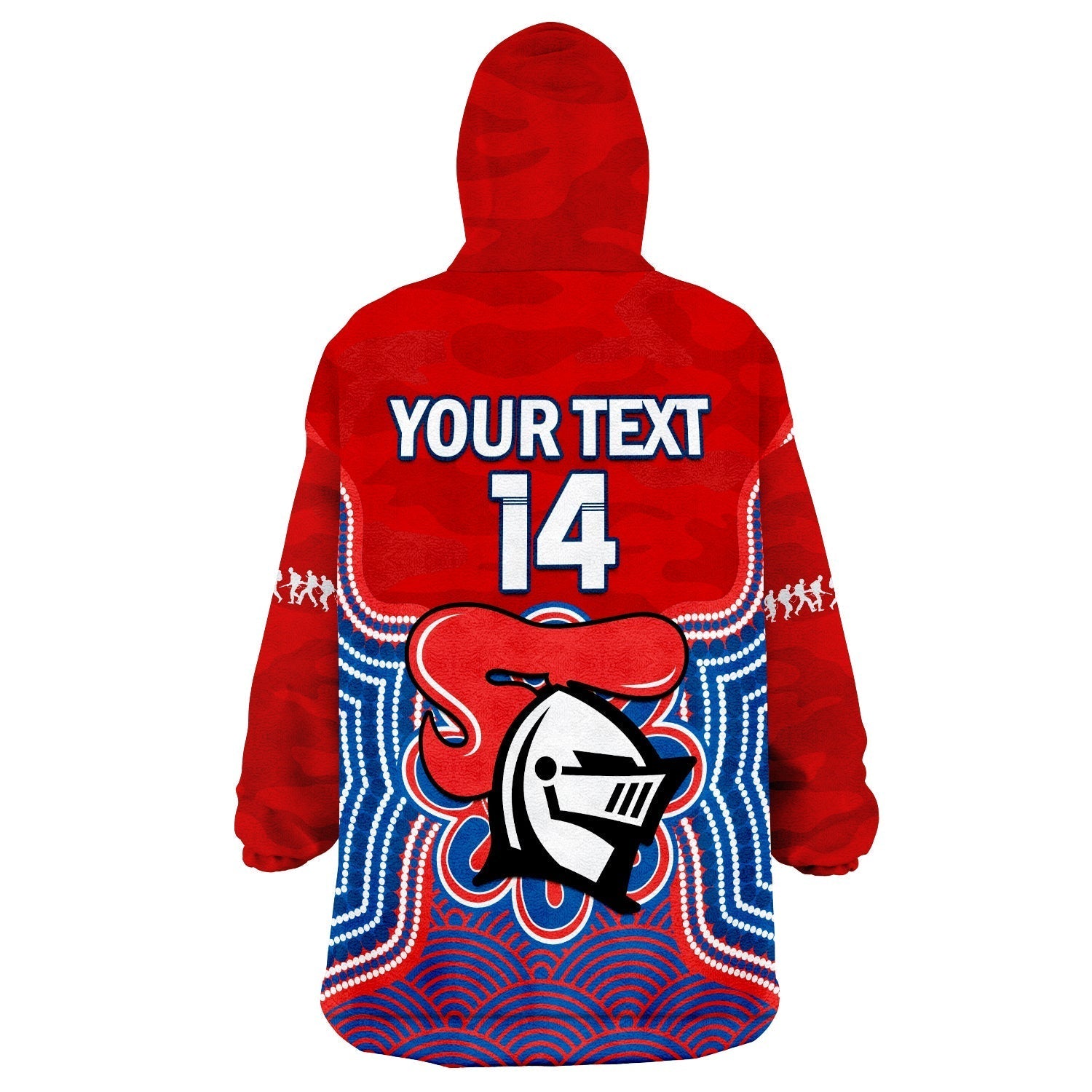 (Custom Text And Number) Knights ANZAC 2023 Wearable Blanket Hoodie Camouflage Poppy Mix Aboriginal - Vibe Hoodie Shop