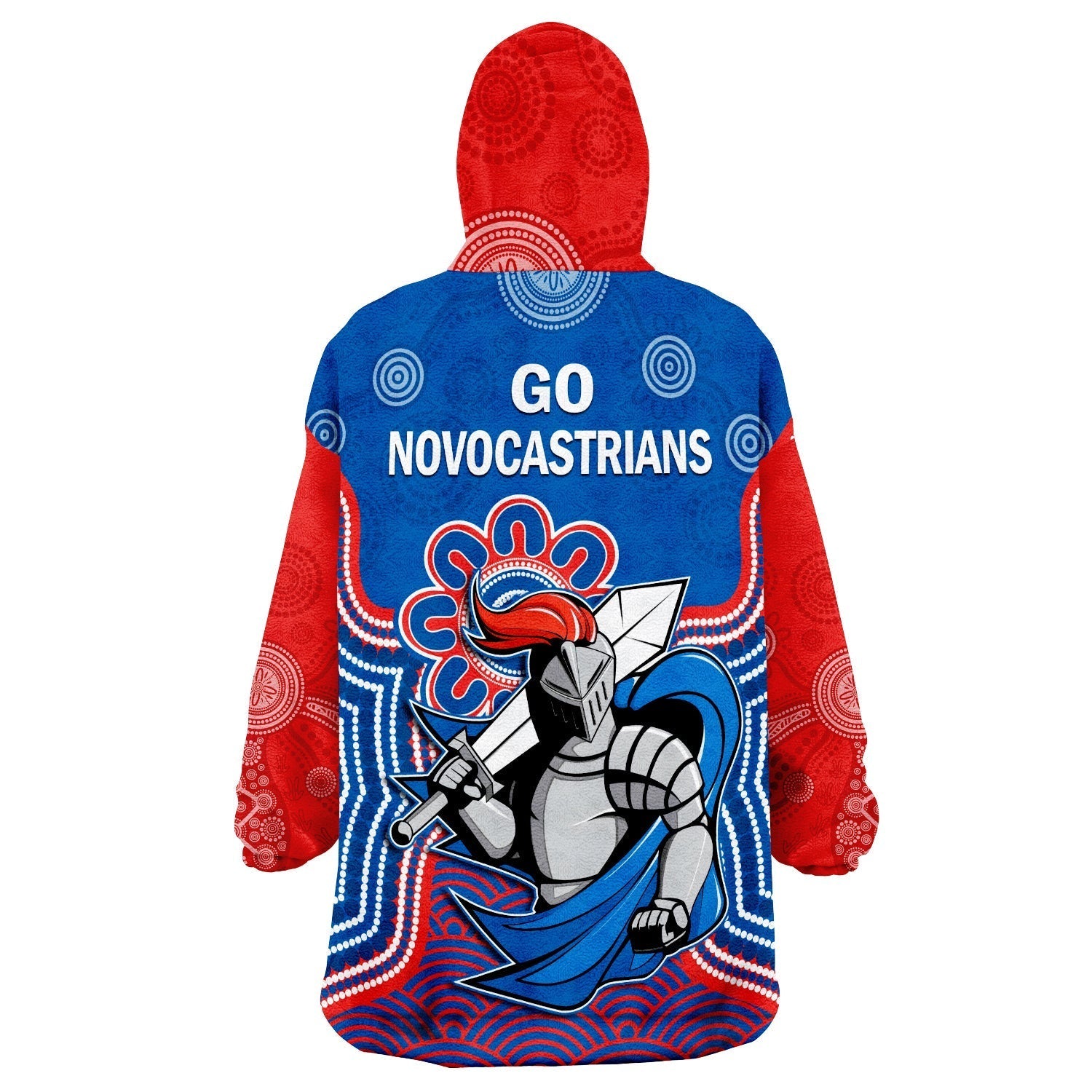 Knights Rugby Wearable Blanket Hoodie Novocastrians 1987 Aboriginal Art - Vibe Hoodie Shop