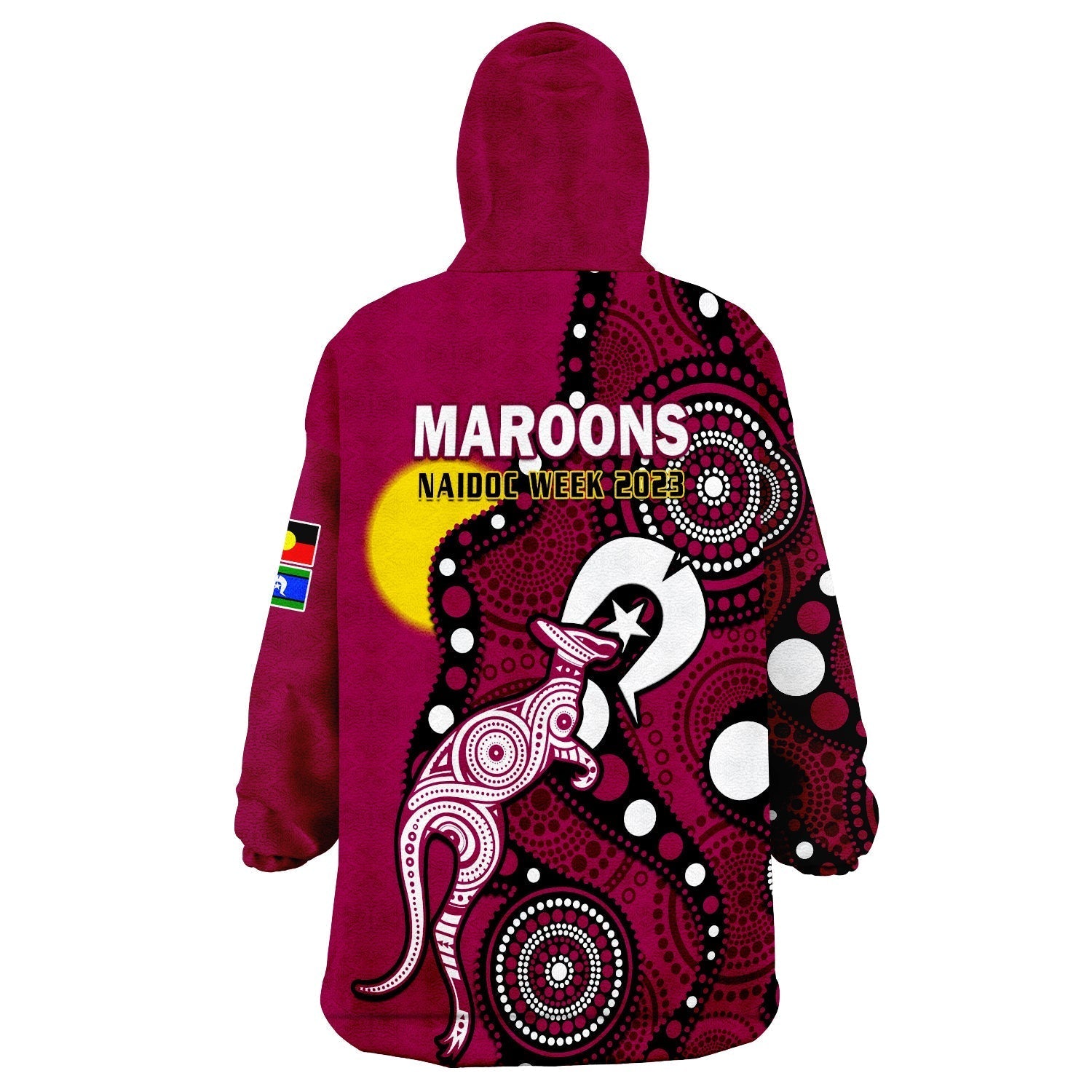 Maroons Rugby NAIDOC 2023 Wearable Blanket Hoodie QLD For Our Elders Indigenous Art - Vibe Hoodie Shop