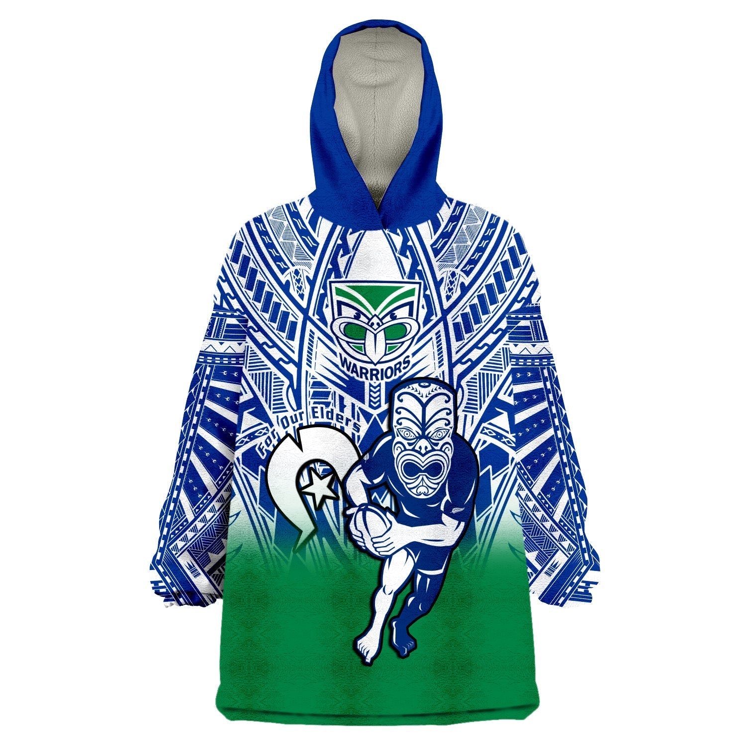 custom-text-and-number-warriors-rugby-naidoc-2023-wearable-blanket-hoodie-new-zealand-tiki-for-our-elders