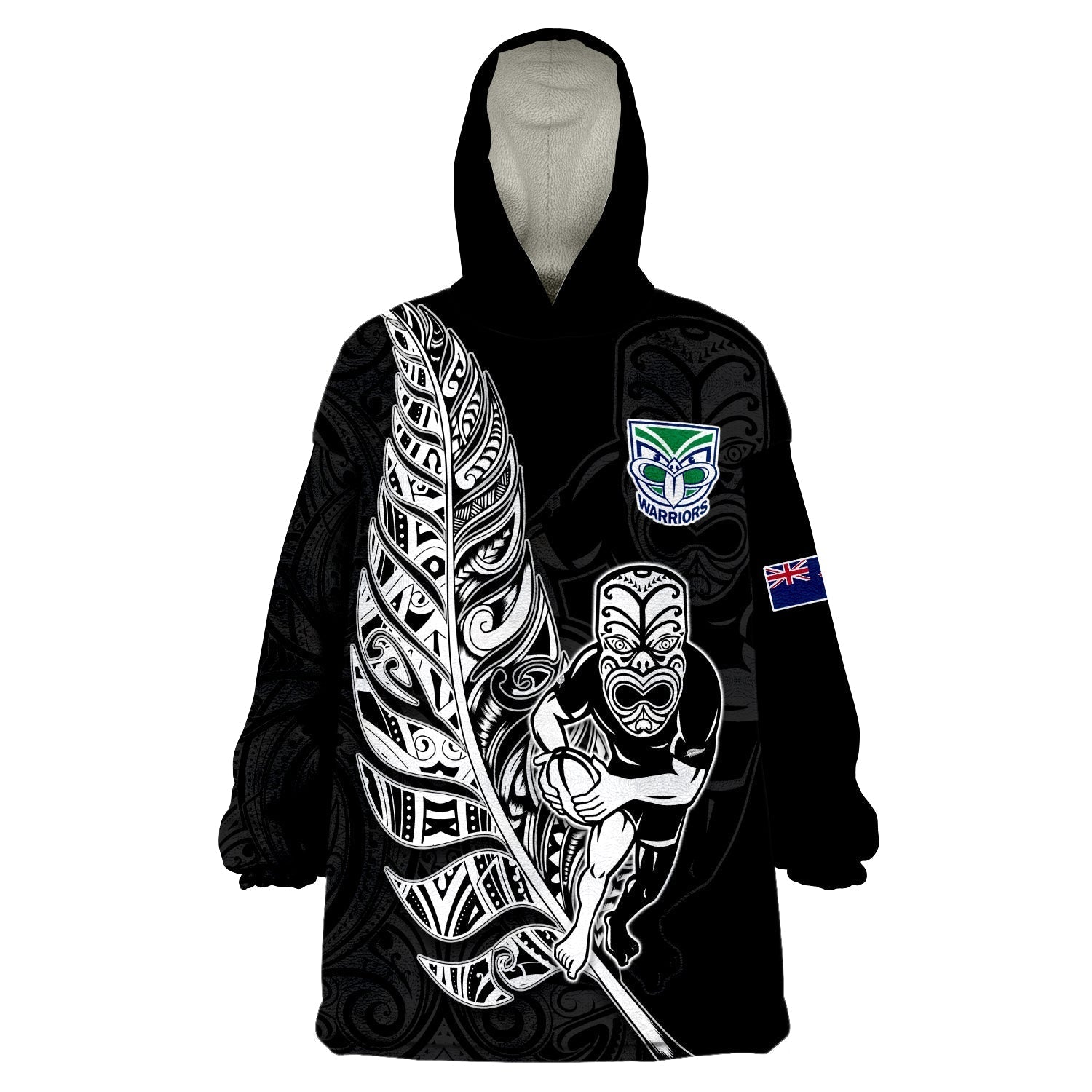 custom-text-and-number-new-zealand-tiki-rugby-wearable-blanket-hoodie-nz-warriors-fern-maori-style