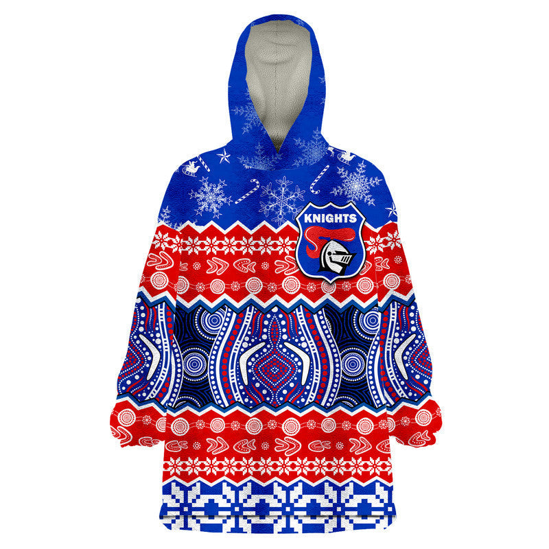 (Custom Personalised) Knights Aboriginal Rugby Novocastrians Christmas Vibe Wearable Blanket Hoodie - Vibe Hoodie Shop