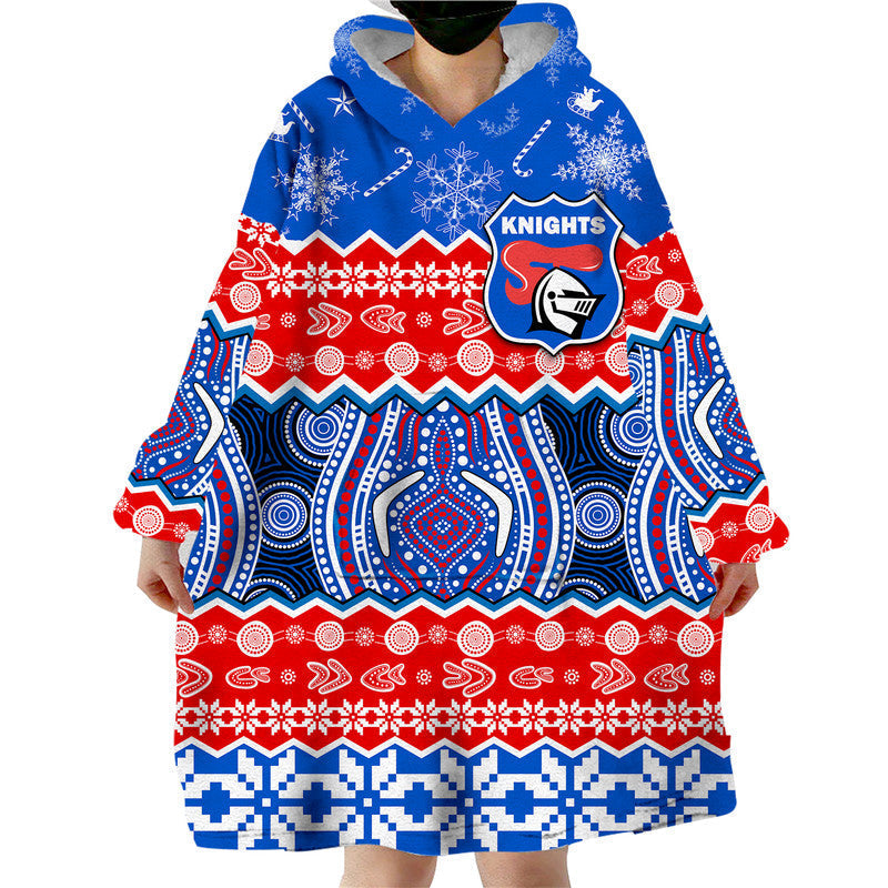 (Custom Personalised) Knights Aboriginal Rugby Novocastrians Christmas Vibe Wearable Blanket Hoodie - Vibe Hoodie Shop