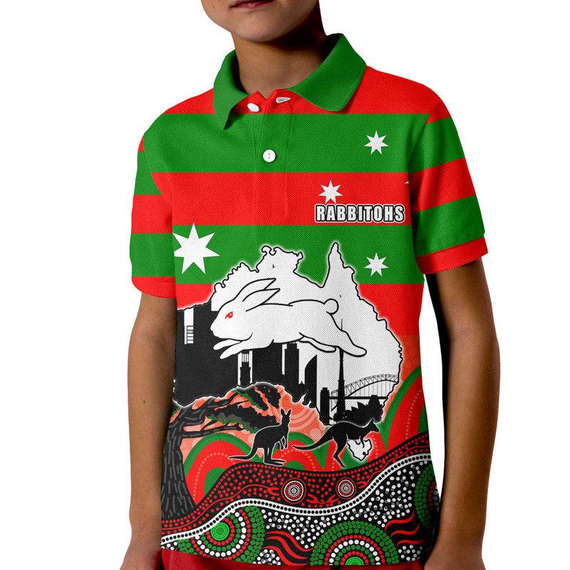 (Custom Personalised) Rabbitohs Rugby Polo Shirt Australia Day Style - Vibe Hoodie Shop