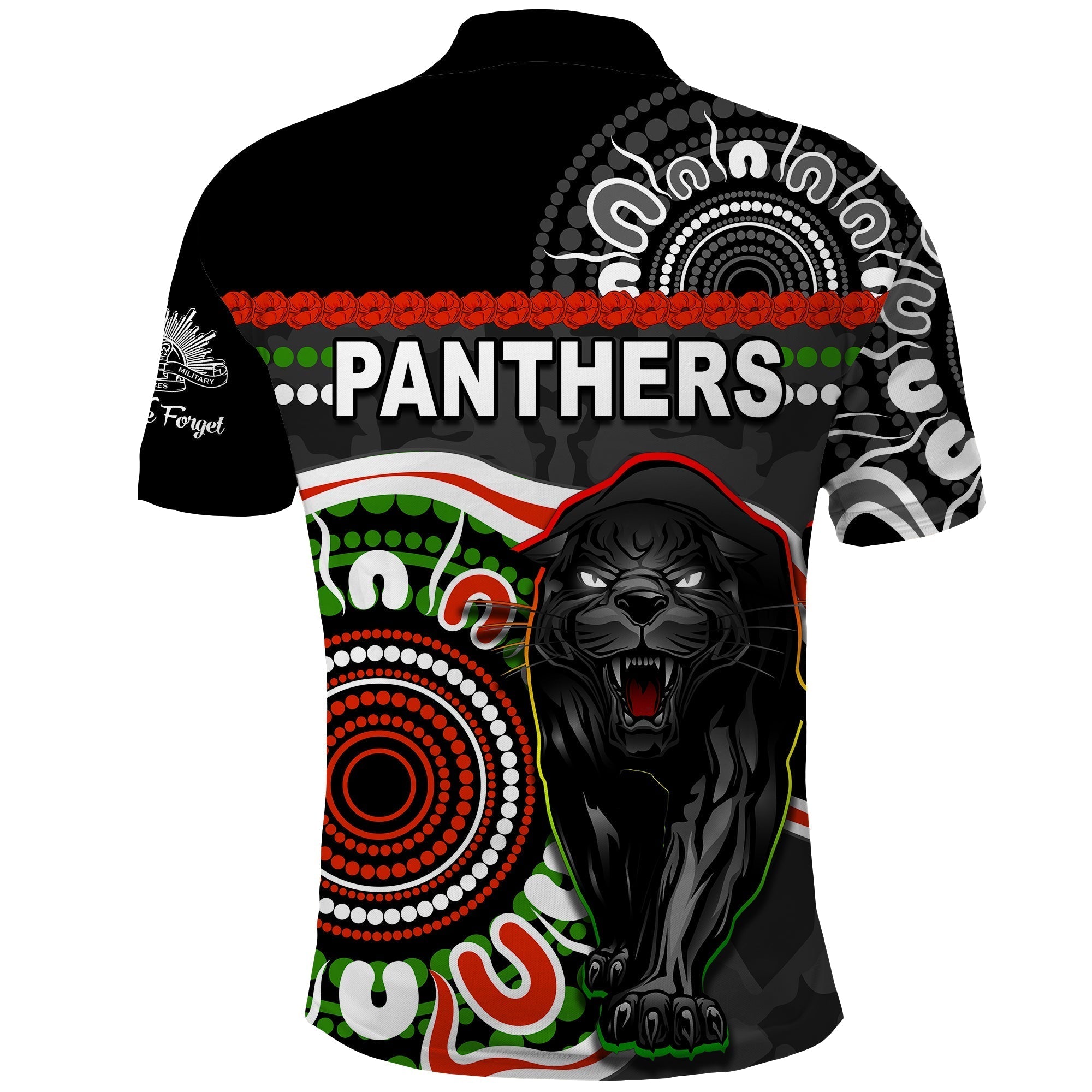 (Custom Personalised) Panthers ANZAC Day Polo Shirt Aboriginal Lest We Forget Ver.01 - Vibe Hoodie Shop