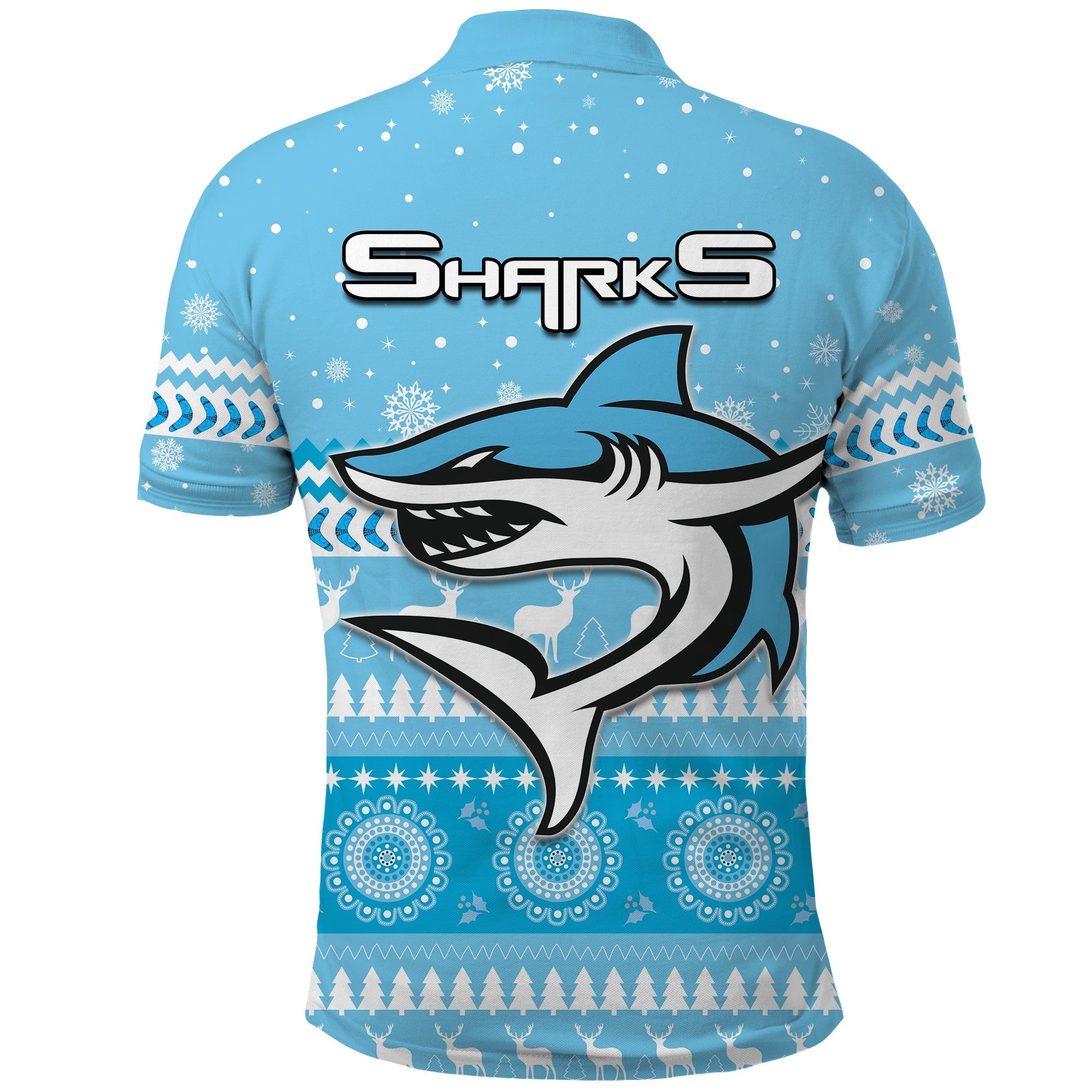 Sharks Polo Shirt Christmas Cronulla Sutherland - Vibe Hoodie Shop