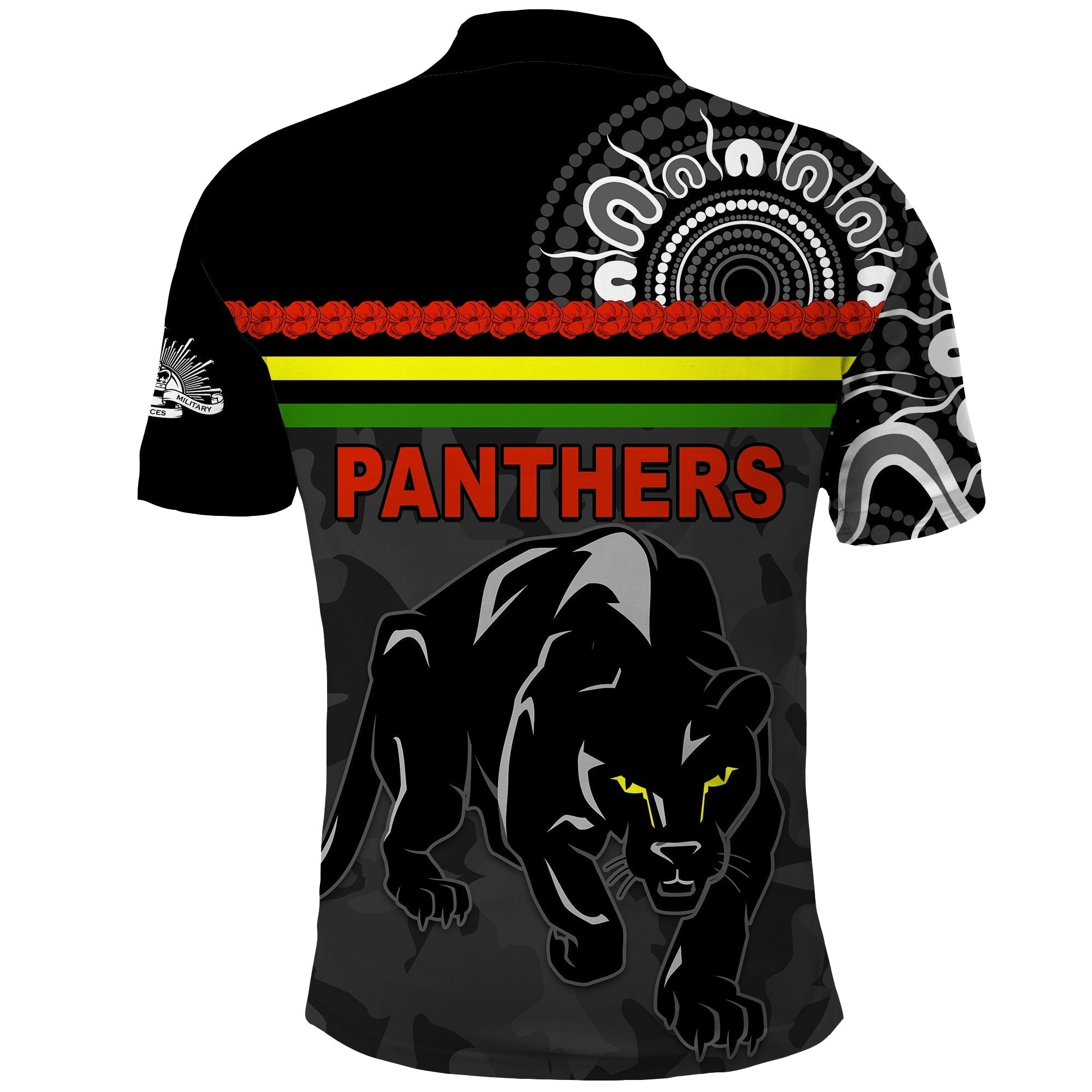 (Custom Personalised) Panthers ANZAC Day Polo Shirt Aboriginal Lest We Forget Ver.02 - Vibe Hoodie Shop