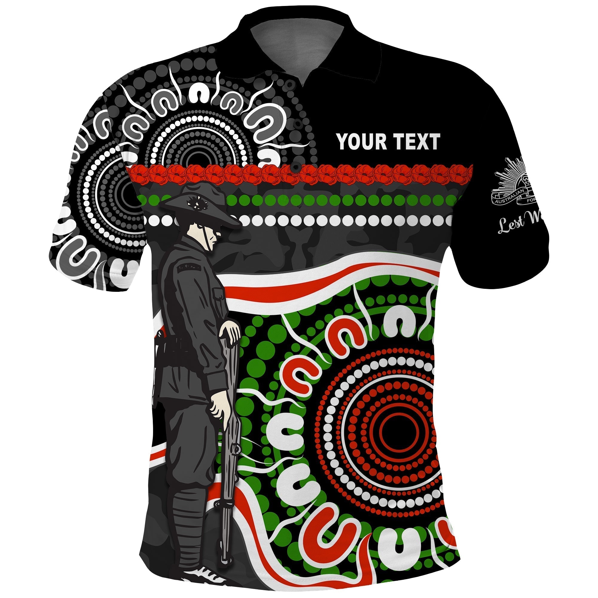 (Custom Personalised) Panthers ANZAC Day Polo Shirt Aboriginal Lest We Forget Ver.01 - Vibe Hoodie Shop
