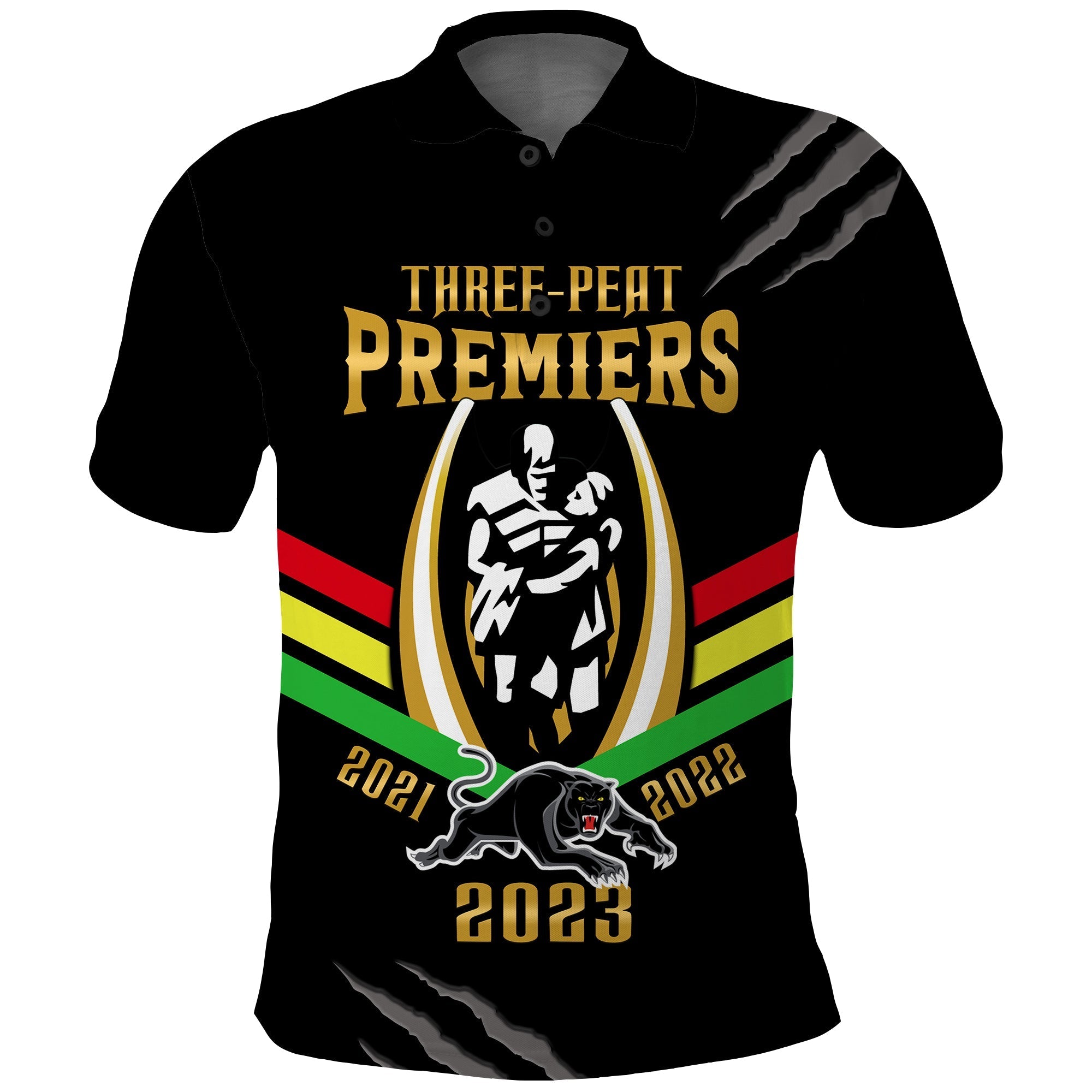 Panthers Rugby Polo Shirt Premiers 2023 Proud Black - Vibe Hoodie Shop