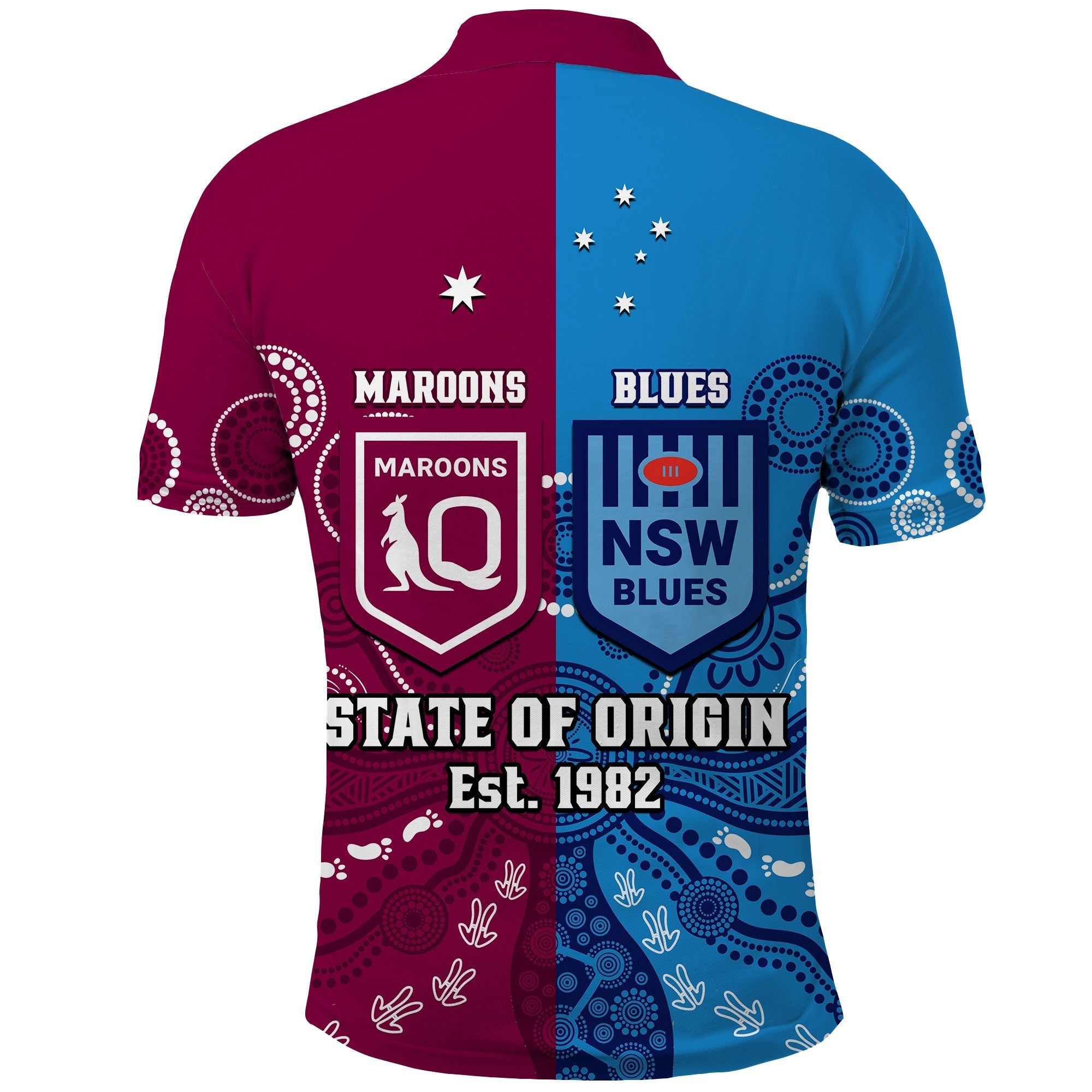 QLD Maroons And NSW Blues Rugby Polo Shirt State of Origin Indigenous - Vibe Hoodie Shop