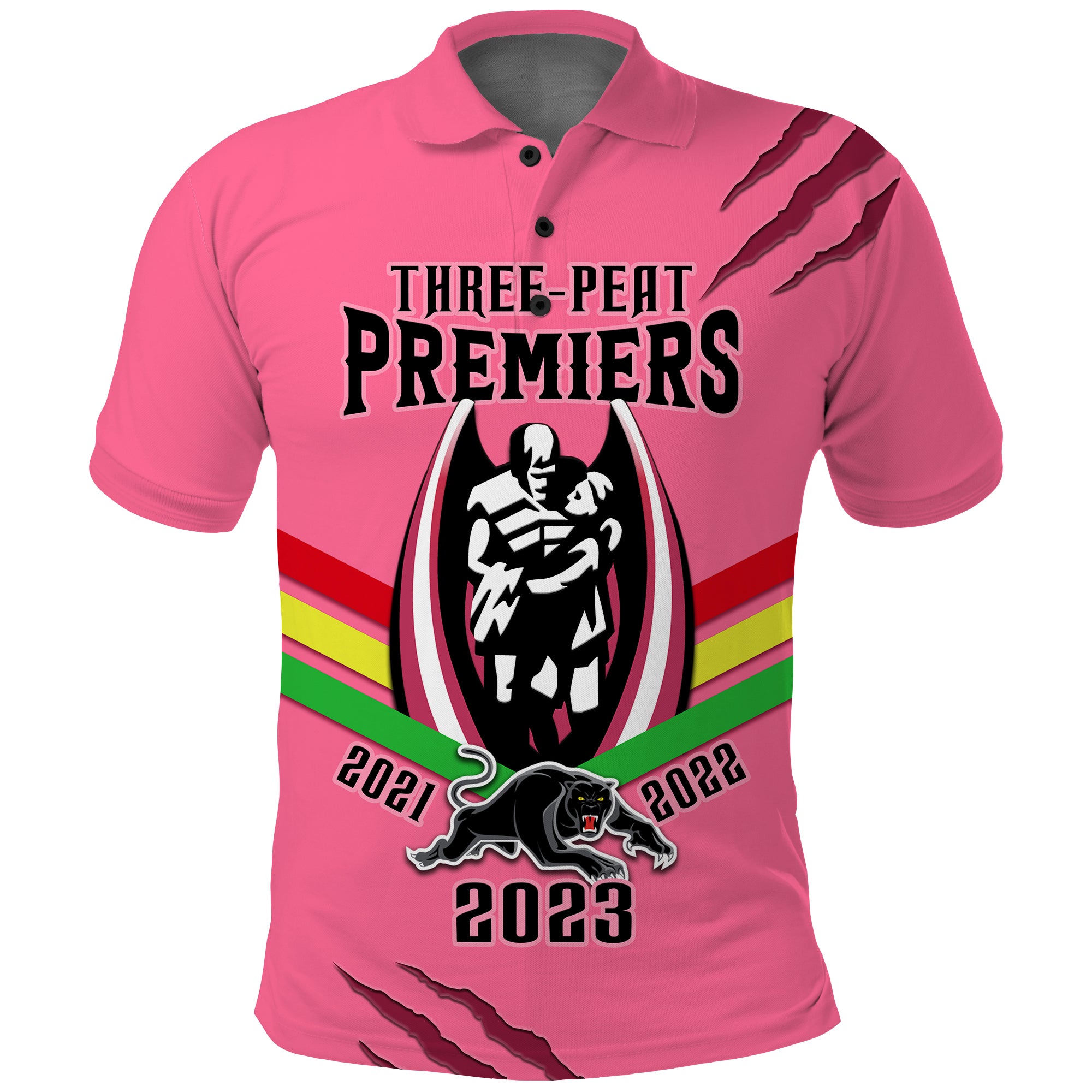 Panthers Rugby Polo Shirt Premiers 2023 Proud Pink - Vibe Hoodie Shop