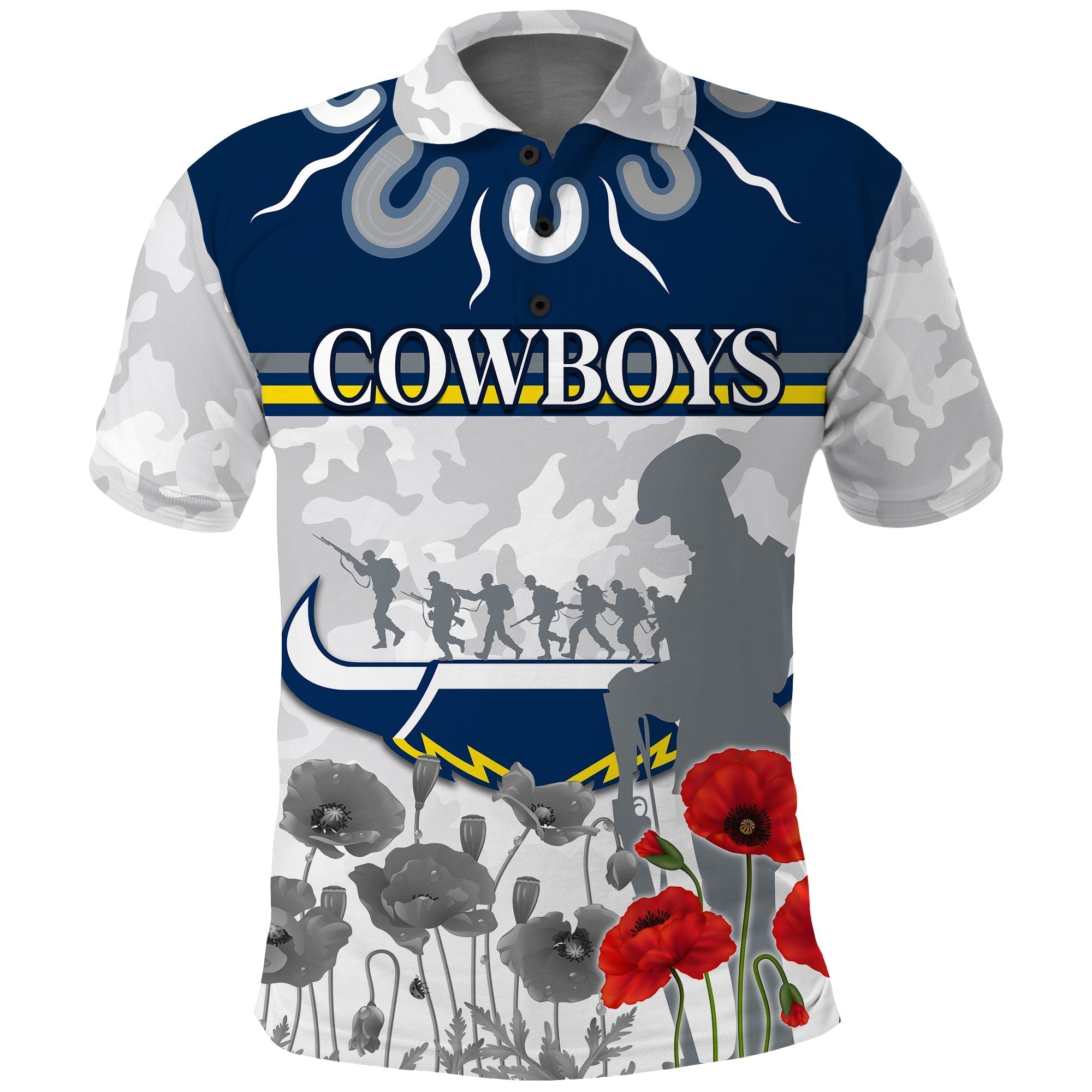 Cowboys ANZAC Day 2022 Polo Shirt Aboriginal Lest We Forget - Vibe Hoodie Shop
