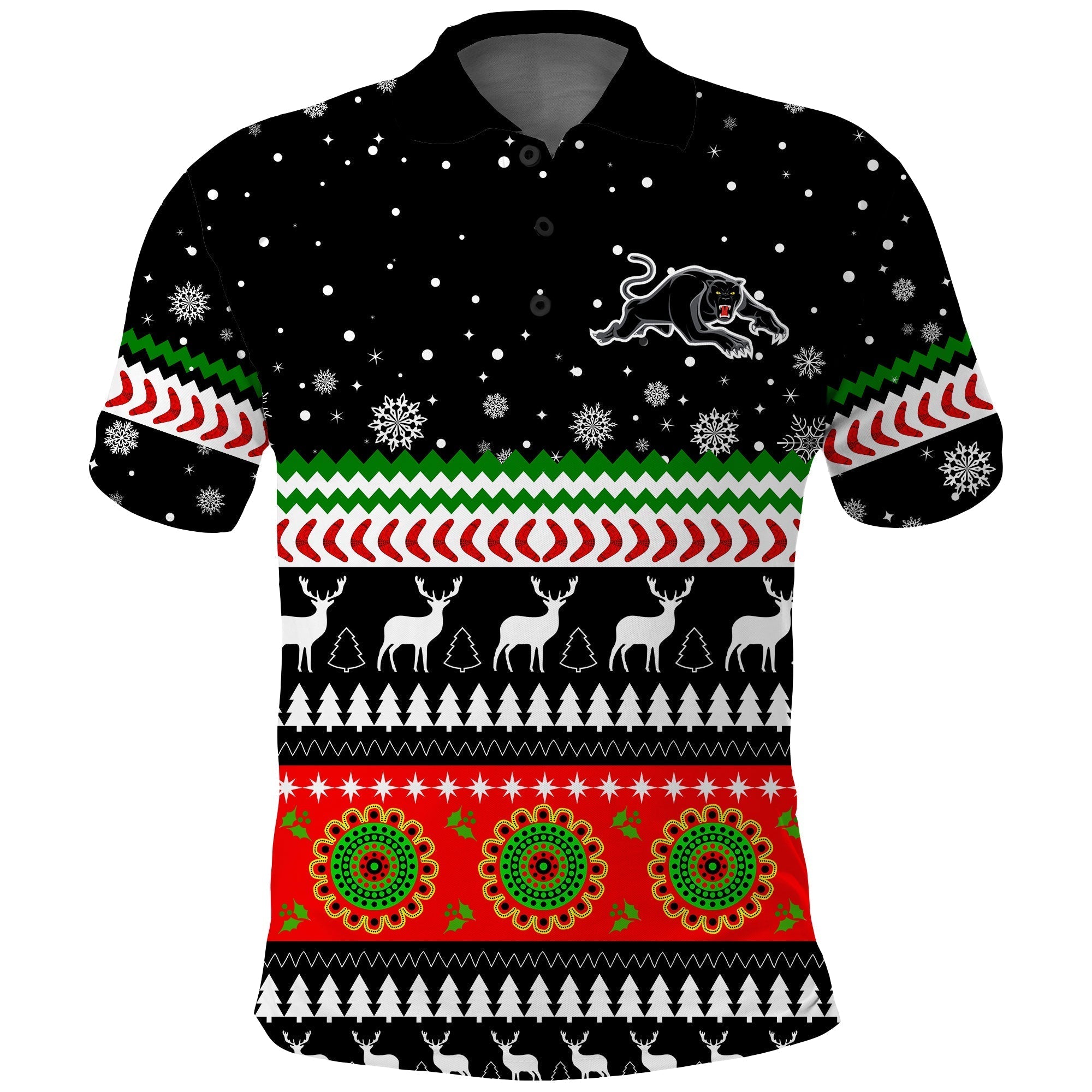 (Custom Personalised) Panthers Polo Shirt Penrith Christmas The Riff - Vibe Hoodie Shop