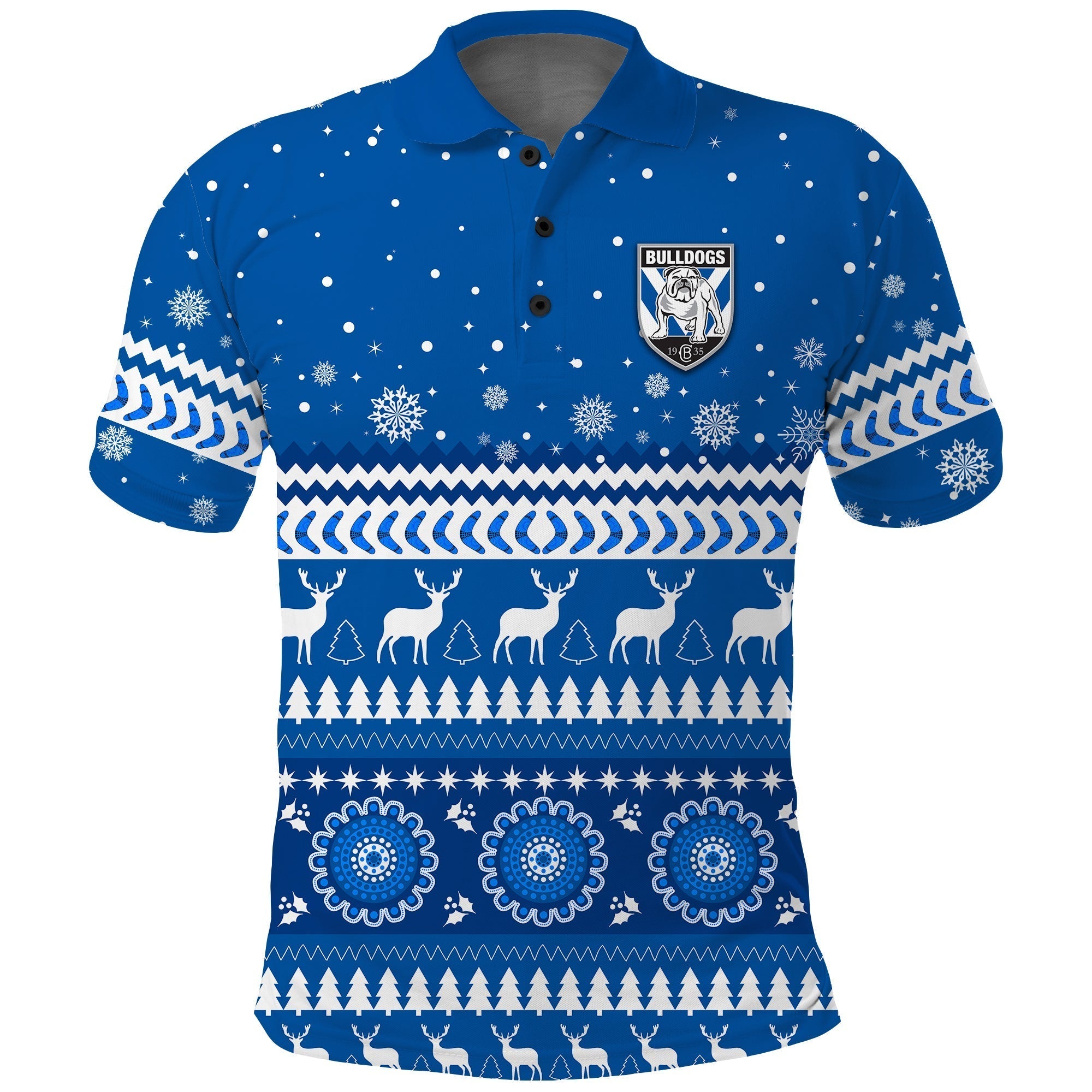 Bulldogs Polo Shirt Christmas Canterbury Bankstown - Vibe Hoodie Shop