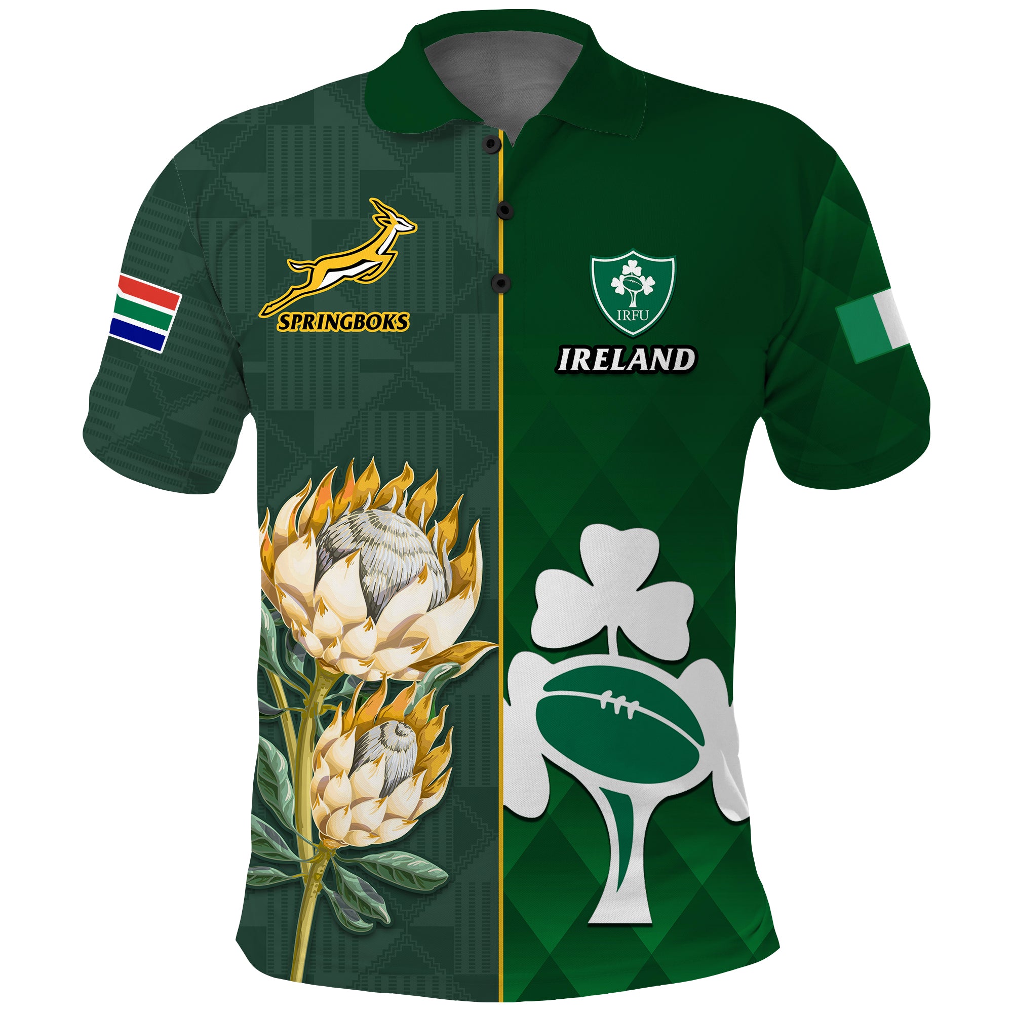 South Africa Combine Ireland Rugby Polo Shirt - Vibe Hoodie Shop