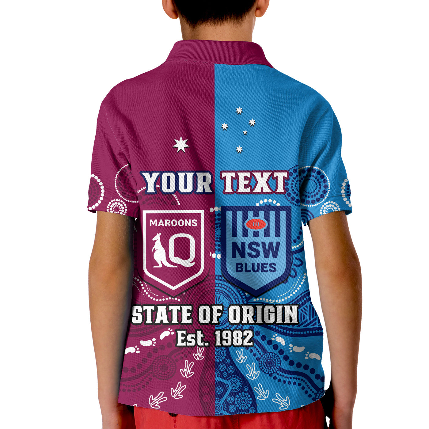 (Custom Personalised) QLD Maroons And NSW Blues Rugby Polo Shirt KID State of Origin Indigenous - Vibe Hoodie Shop
