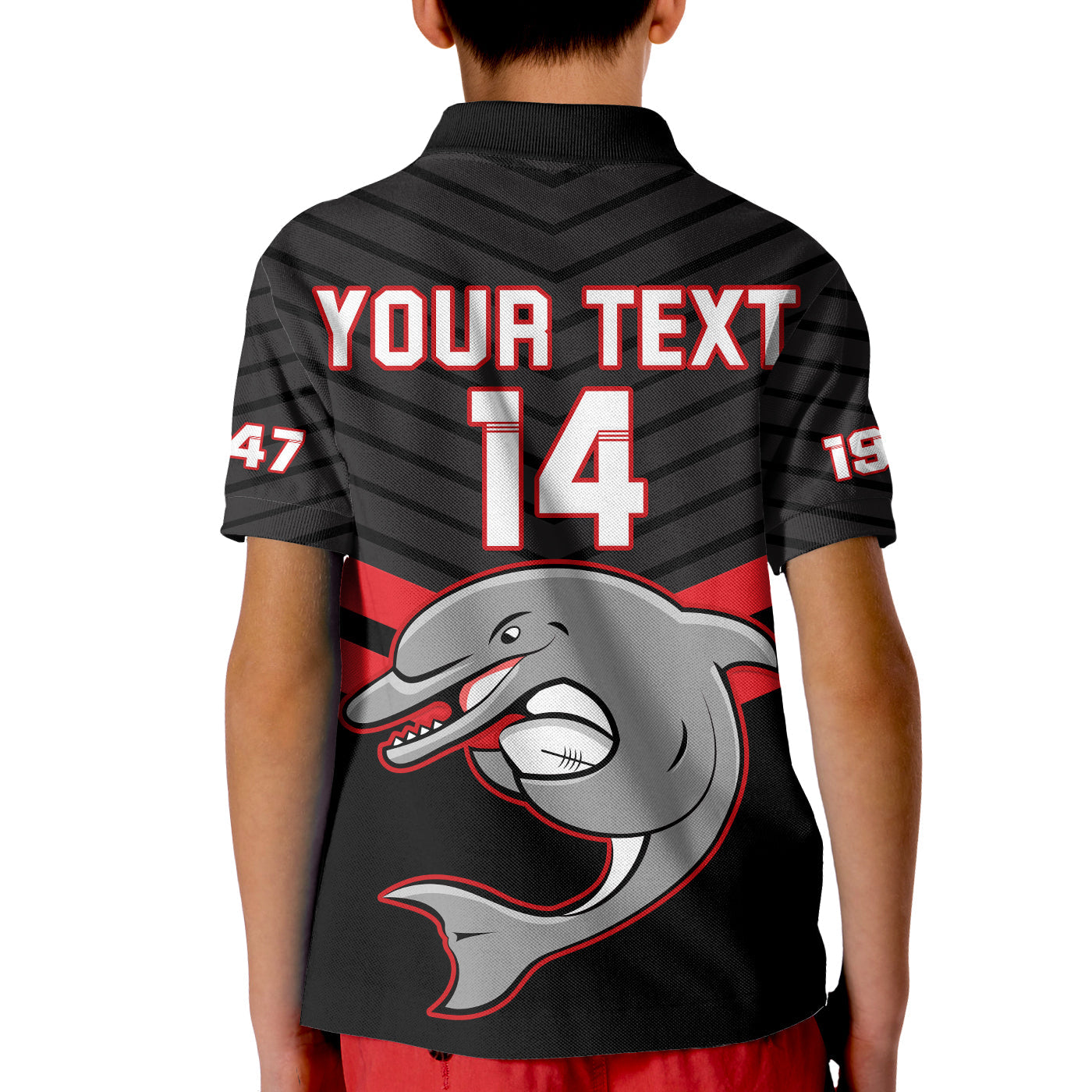 Custom Text And Number Dolphins Rugby Polo Shirt KID Sporty Style Ver.03 LT14