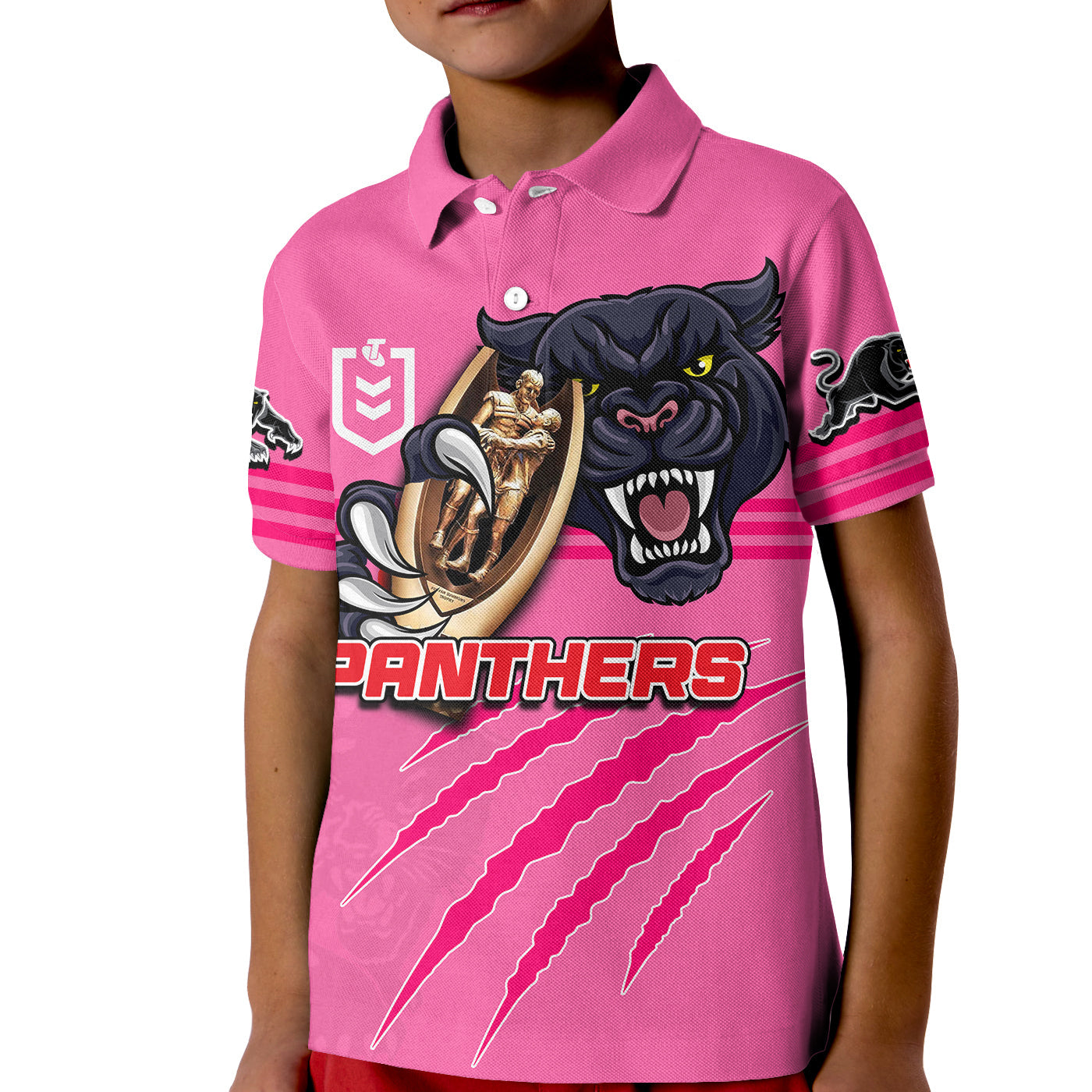 Panthers Rugby Polo Shirt KID Premiers 2022 Pink Vibe - Vibe Hoodie Shop