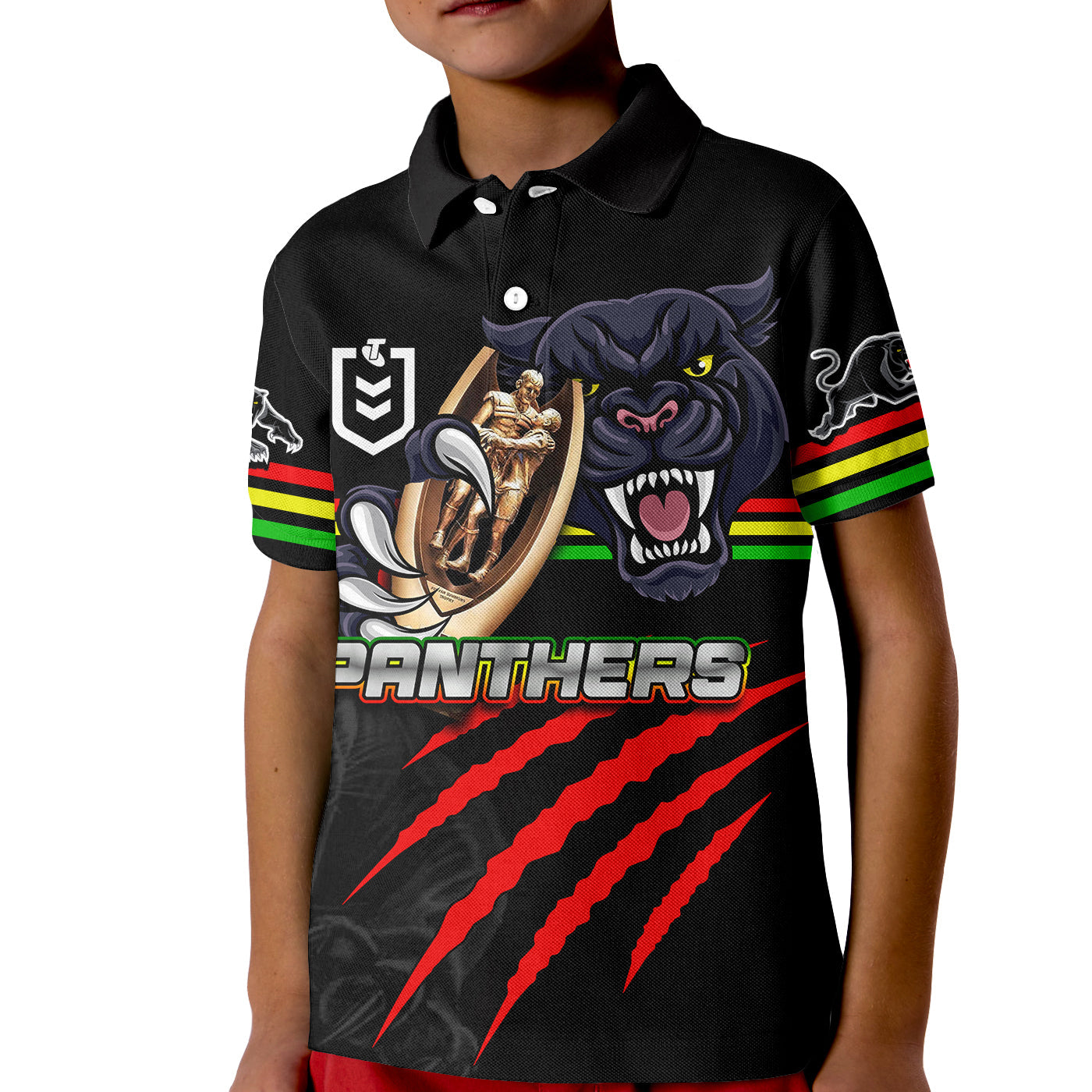 Panthers Rugby Polo Shirt KID Premiers 2022 Black Vibe - Vibe Hoodie Shop