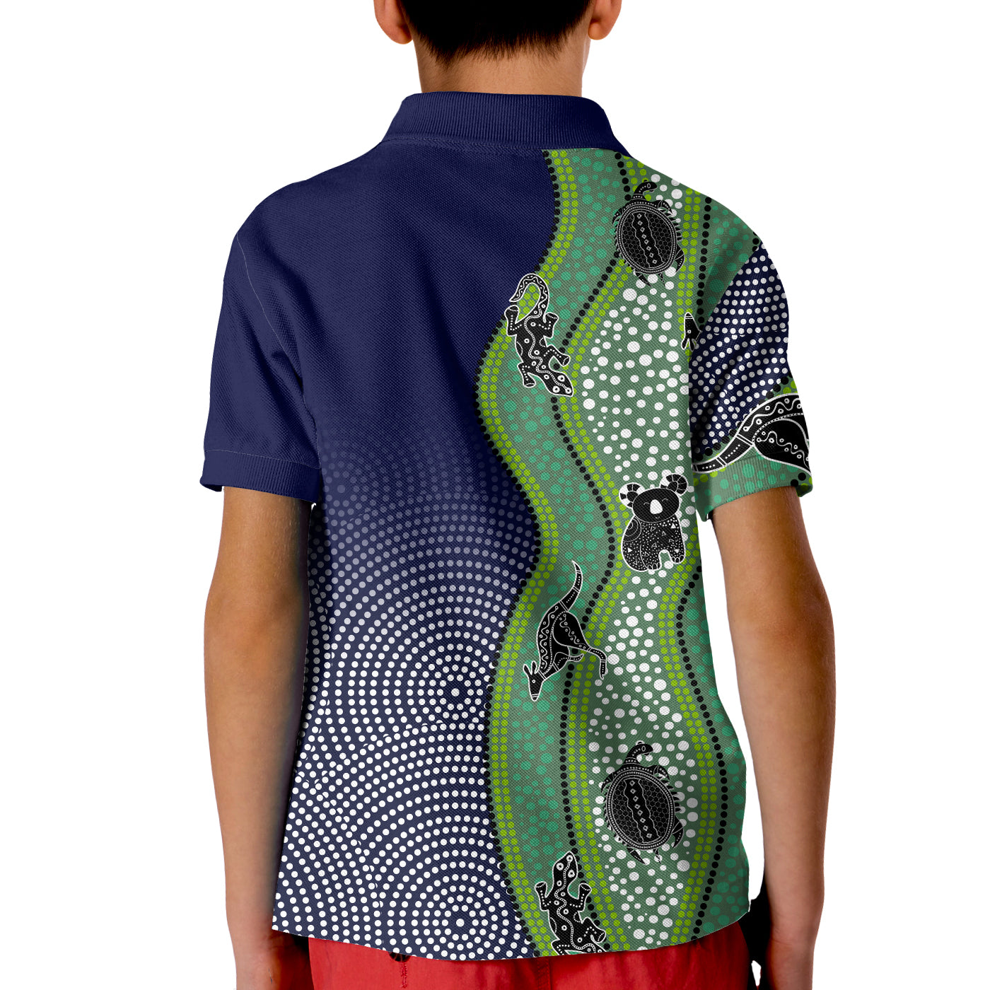 (Canberra Avenue Child Care and Kinder) Australia Animals Indigenous Art Polo Shirt Blue Version - Vibe Hoodie Shop