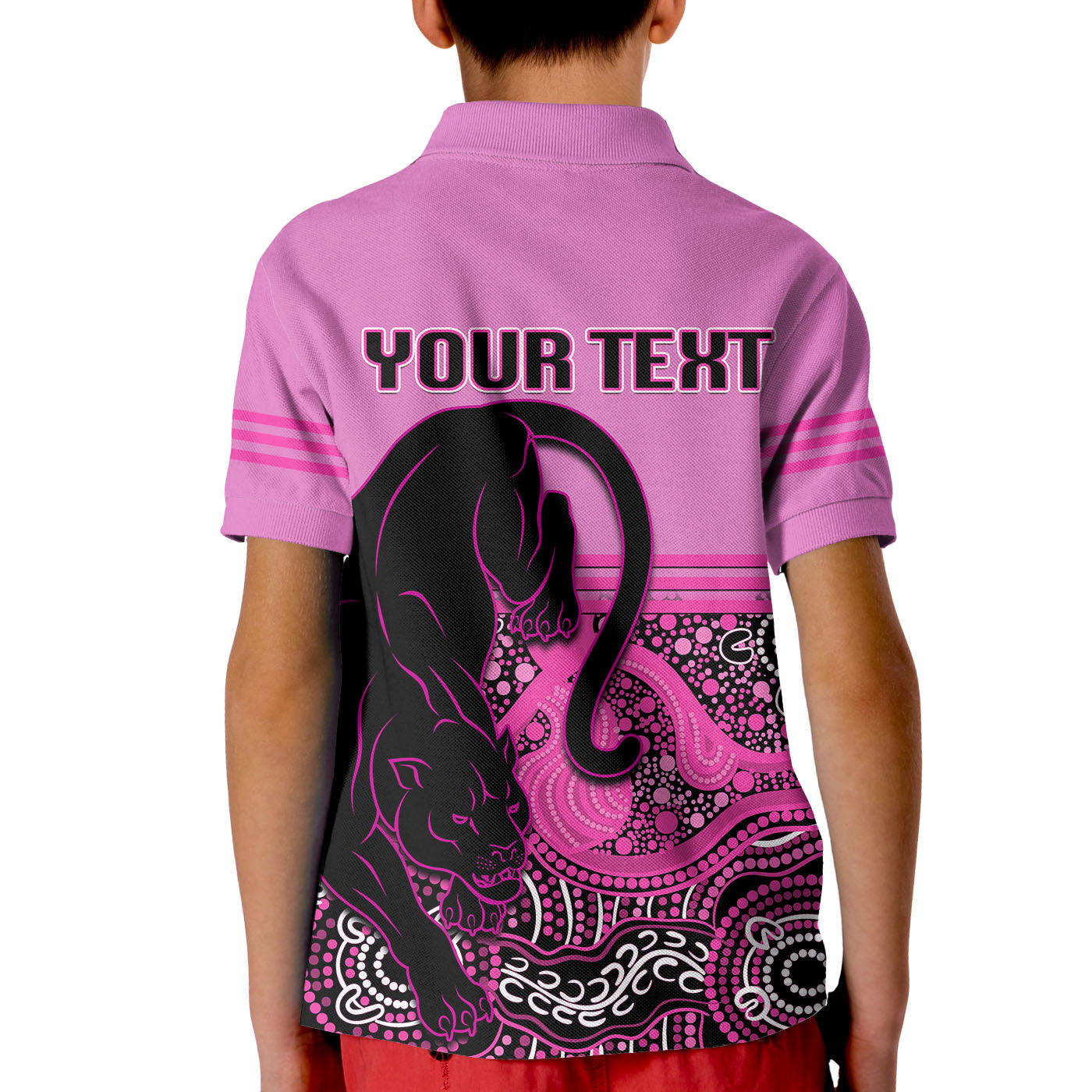 (Custom Personalised) Panthers Rugby Champions 2022 Indigenous Pink Style Polo Shirt KID - Vibe Hoodie Shop