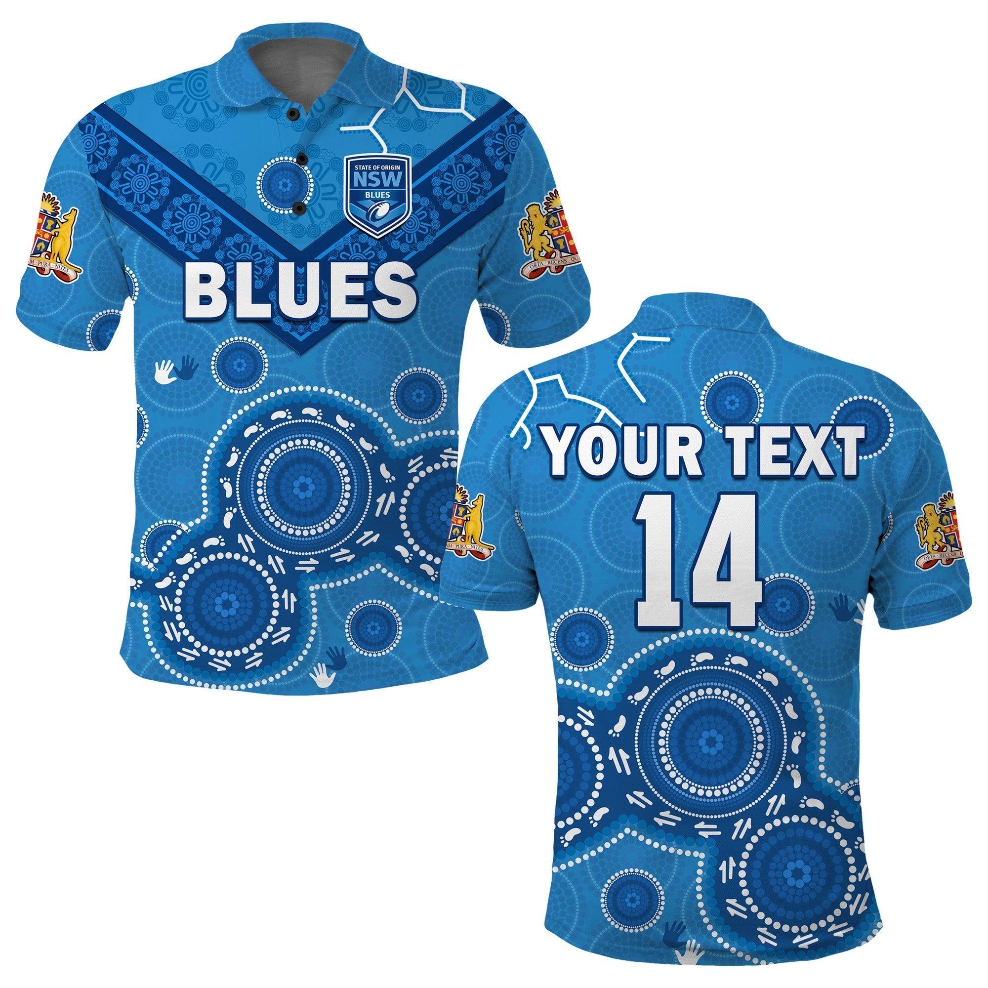 (Custom Text And Number) NSW Blues Rugby Polo Shirt New South Wales Aboriginal Dot Painting Unique Version - Vibe Hoodie Shop