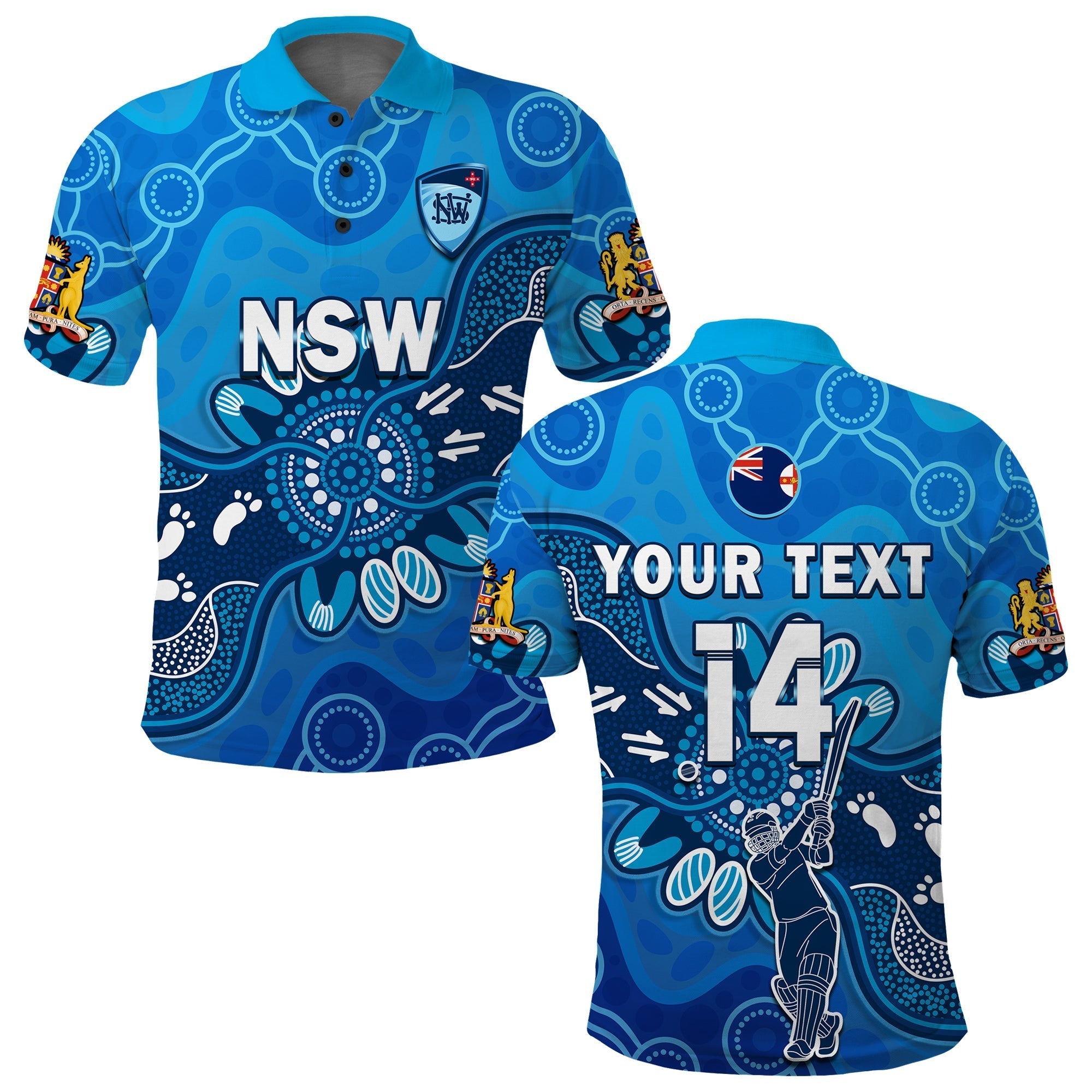 (Custom Text And Number) New South Wales Cricket Polo Shirt NSW 2022 Aboriginal Art - Vibe Hoodie Shop