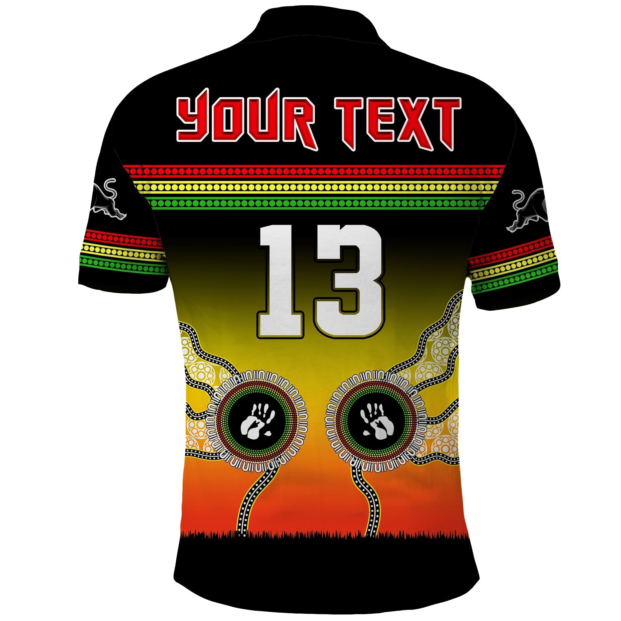 (Custom Text and Number) Panthers Polo Shirt Go The Mighty Penrith Aboriginal - Vibe Hoodie Shop