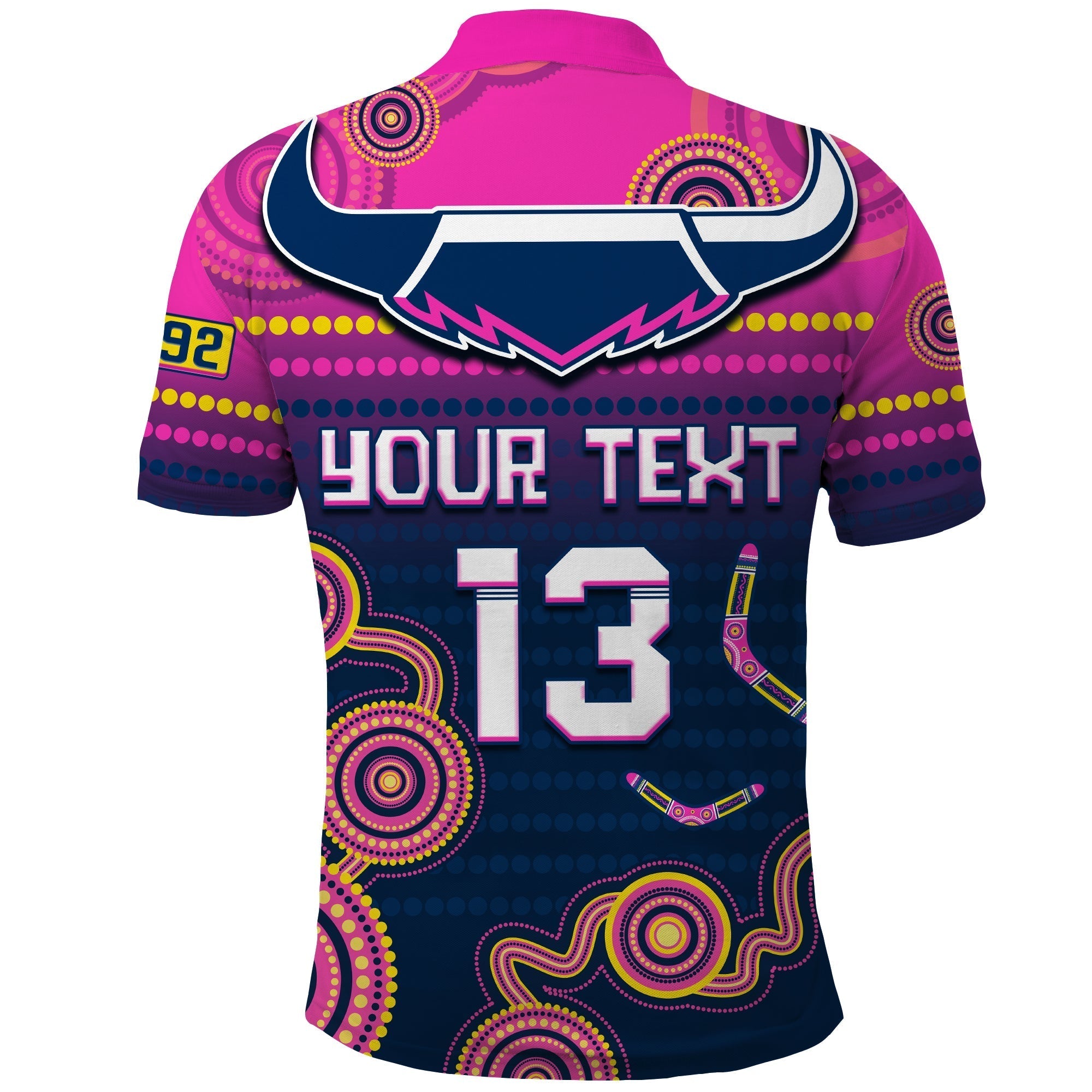(Custom Text and Number) Cowboys Rugby Polo Shirt Aboriginal Go Premiers North Queensland - Vibe Hoodie Shop