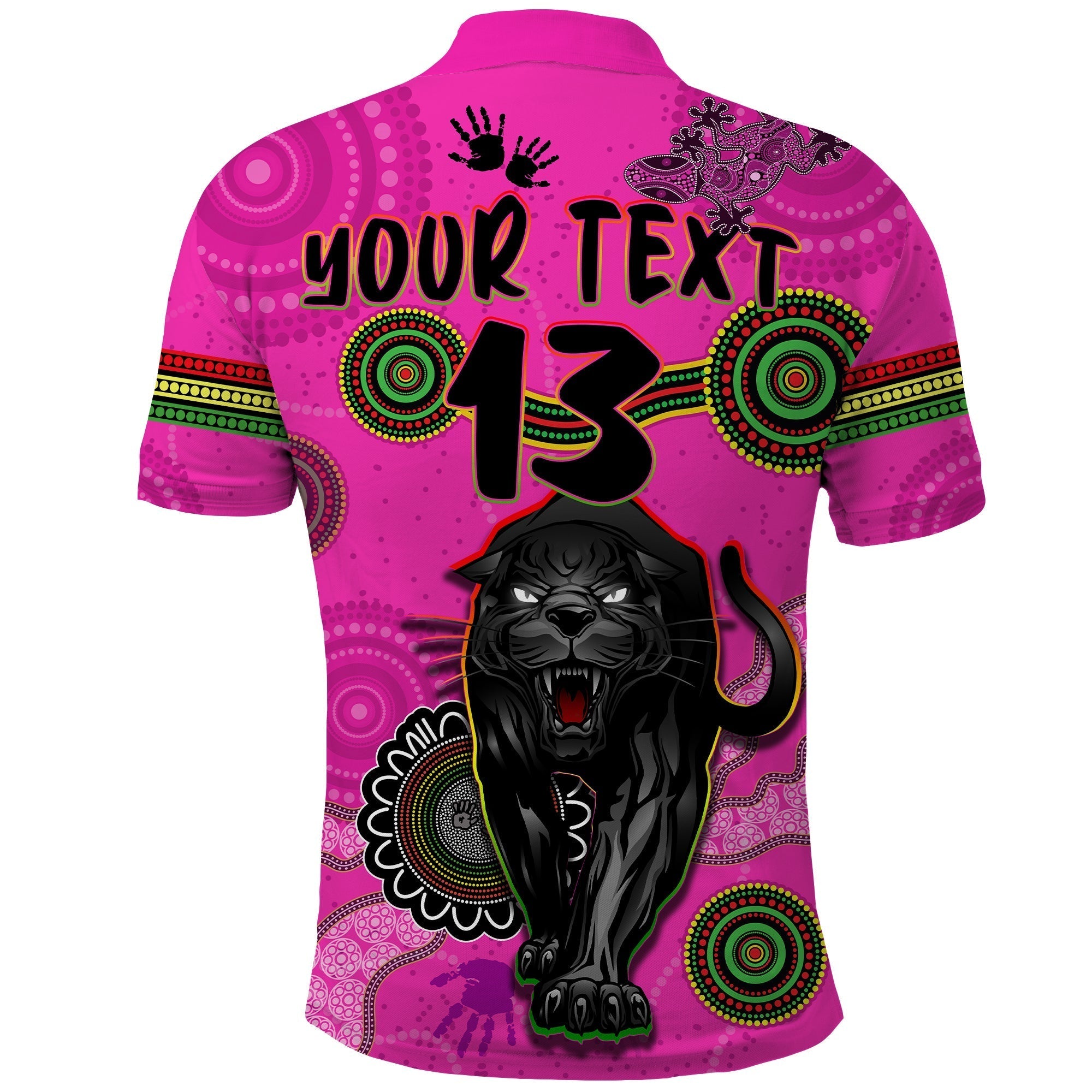 (Custom Text and Number) Panthers Polo Shirt Aboriginal with Lizard - Vibe Hoodie Shop