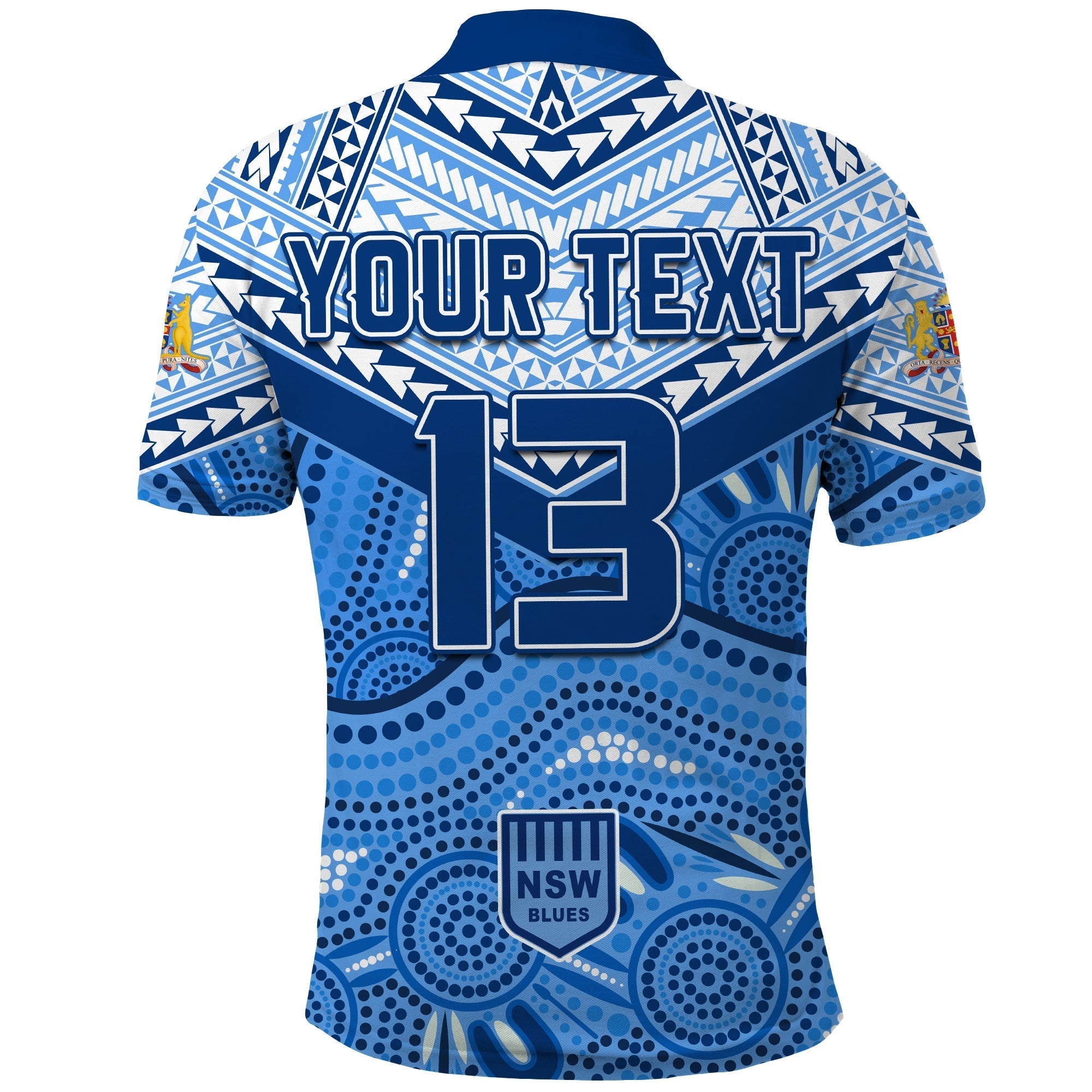 (Custom Text and Number) NSW Blues Polo Shirt Aboriginal and Polynesia Admirable - Vibe Hoodie Shop