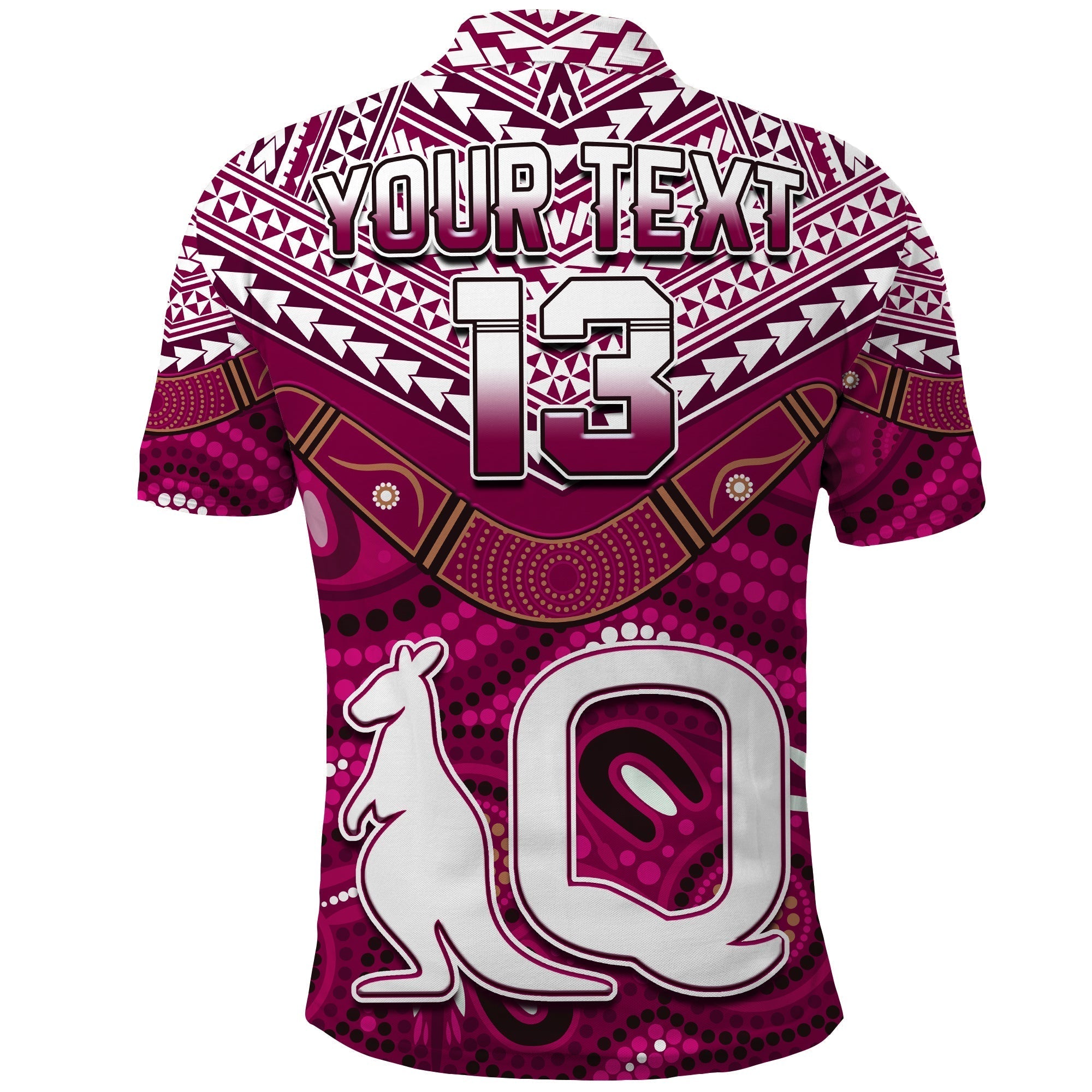 (Custom Text and Number) QLD Maroons Polo Shirt Aboriginal and Polynesia Admirable - Vibe Hoodie Shop