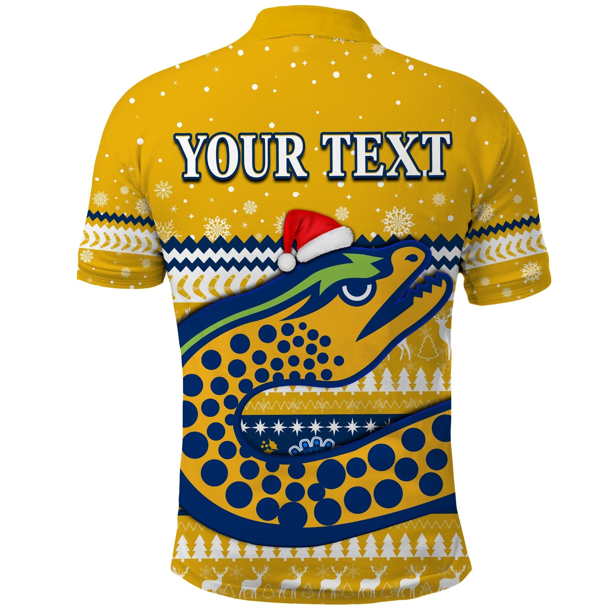 (Custom Personalised) Eels Rugby Polo Shirt Christmas Parramatta Gold - Vibe Hoodie Shop