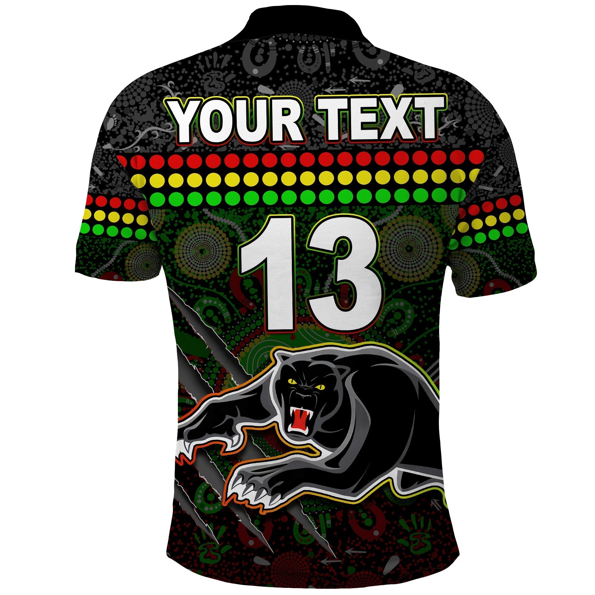 Custom Text and Number Panthers Polo Shirt Premiers 2022 Aboriginal - Vibe Hoodie Shop