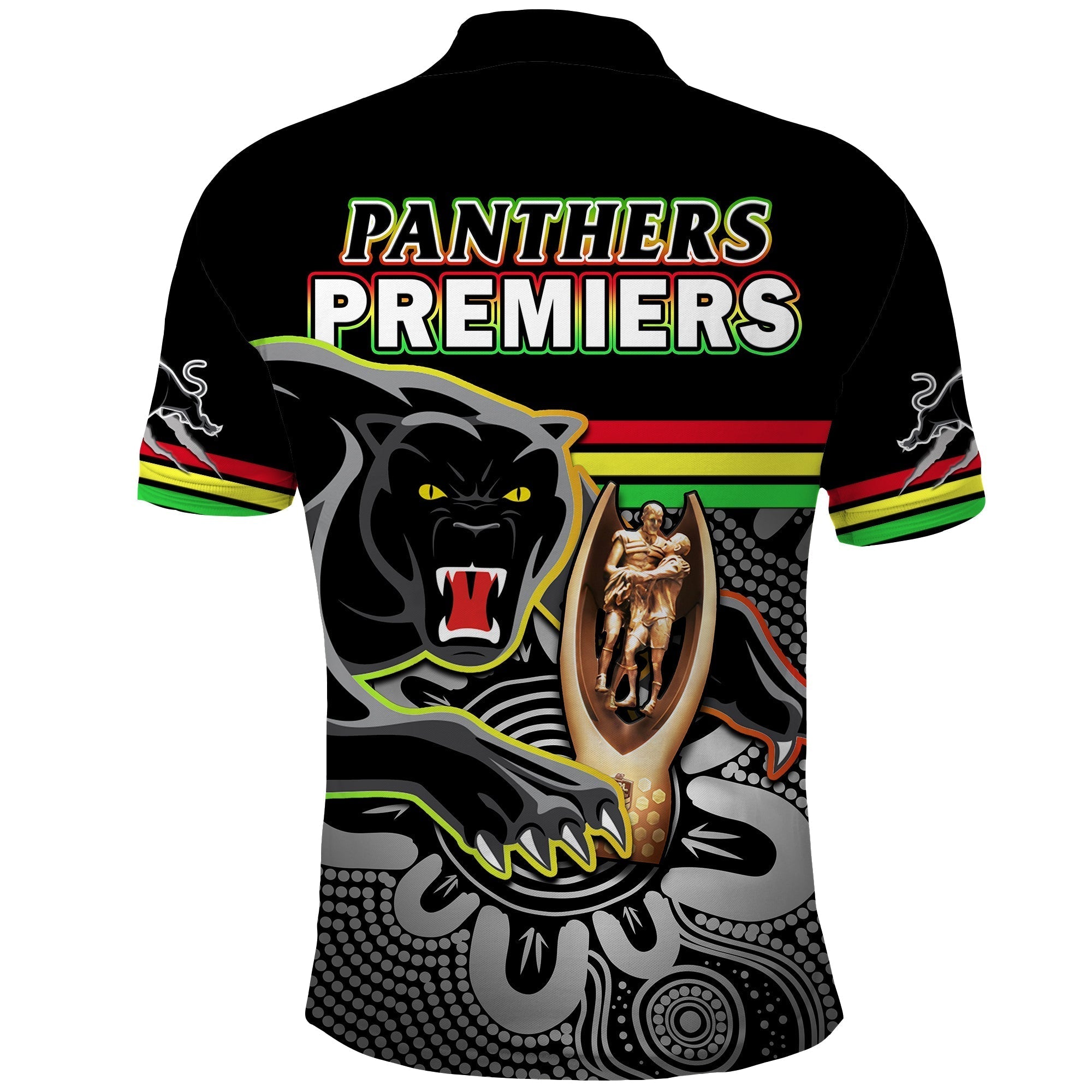 Panthers Rugby Polo Shirt Pennies Premiers 2022 Back To Back Indigenous Original - Vibe Hoodie Shop