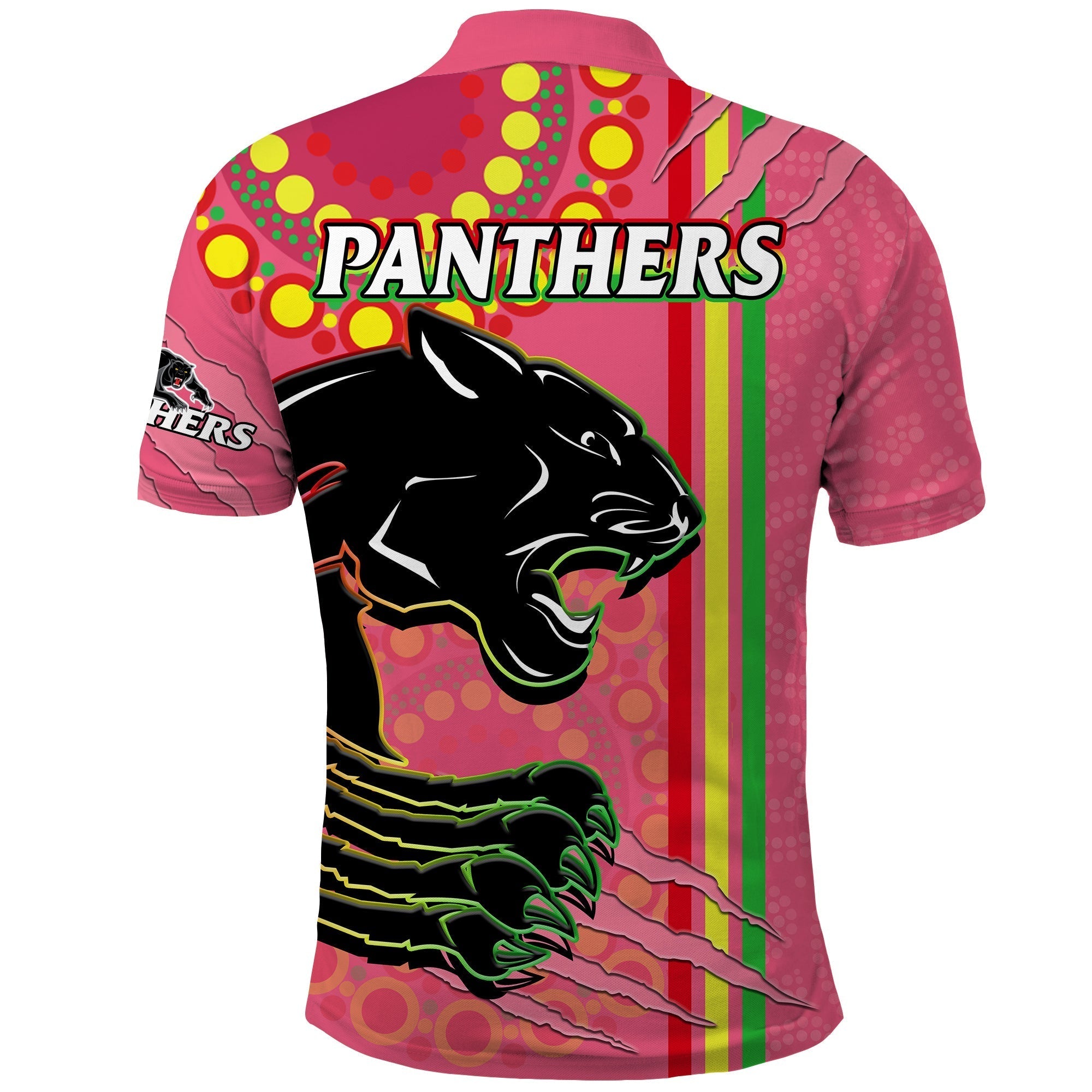 Panthers Rugby Polo Shirt The Mountain Men Aboriginal Art Dynamic Pink Version - Vibe Hoodie Shop